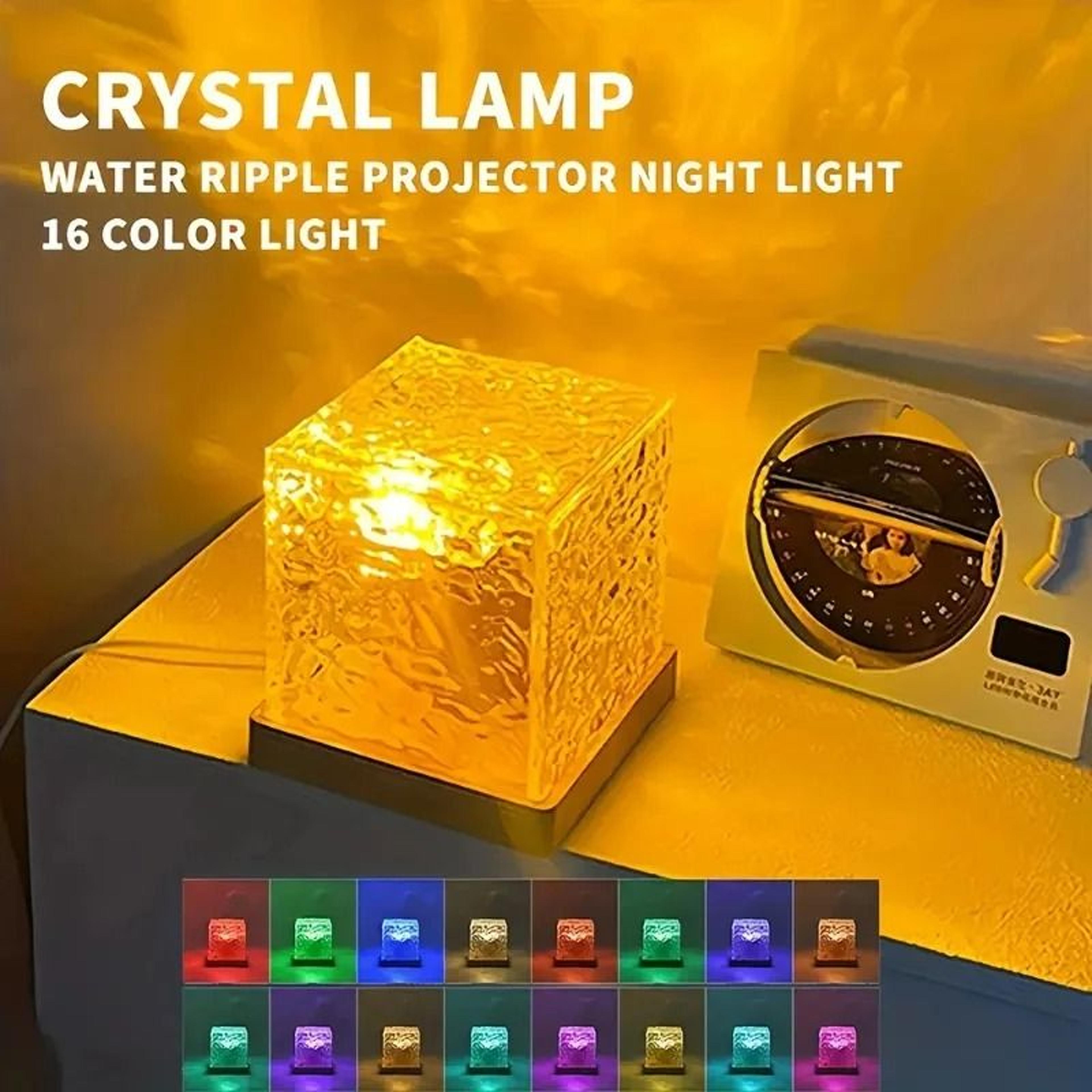 rgb 16-color rotating water ripple table lamp & dynamic ambient night light