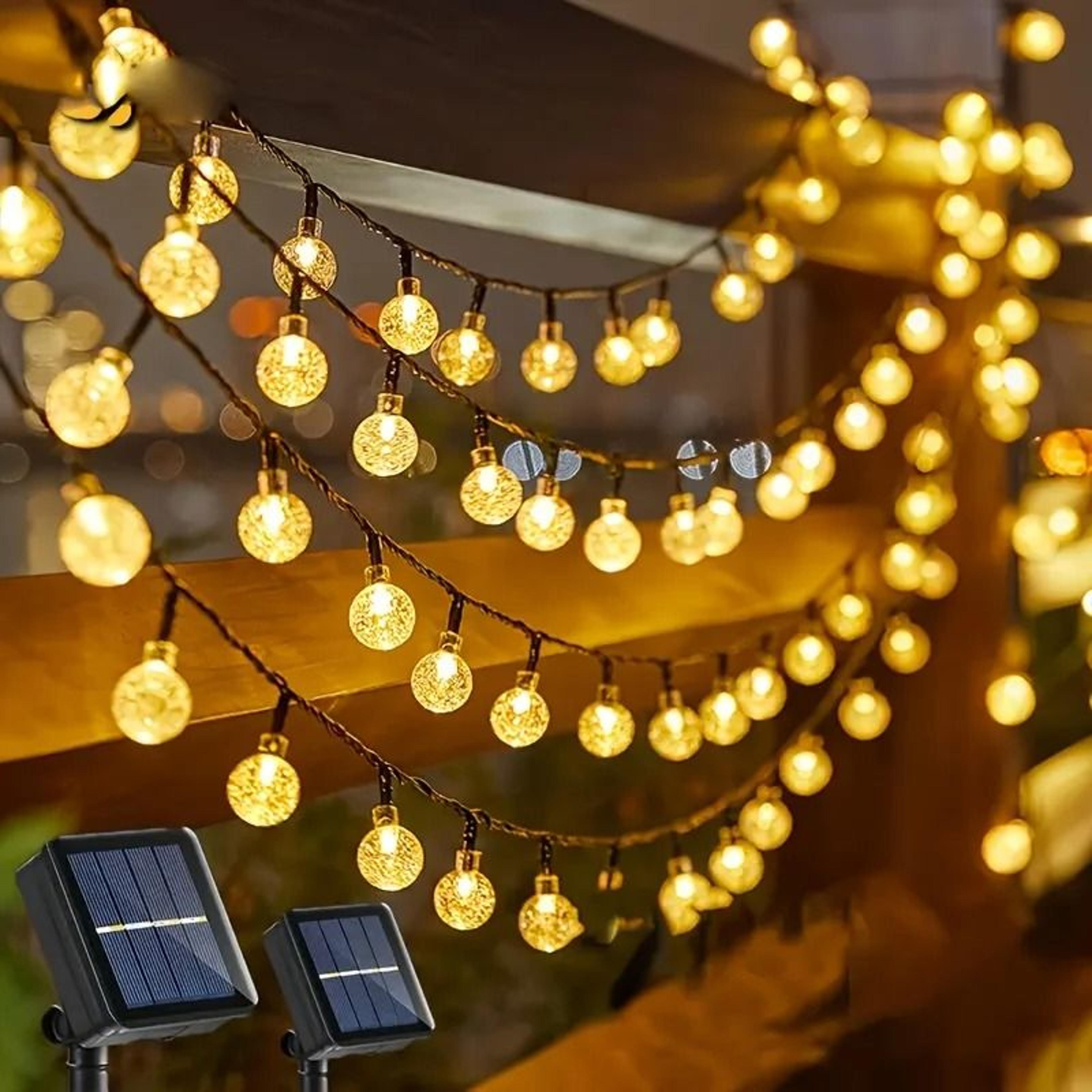 outdoor waterproof solar crystal globe led string lights (100 led 8-mode outdoor garland for garden & patio)