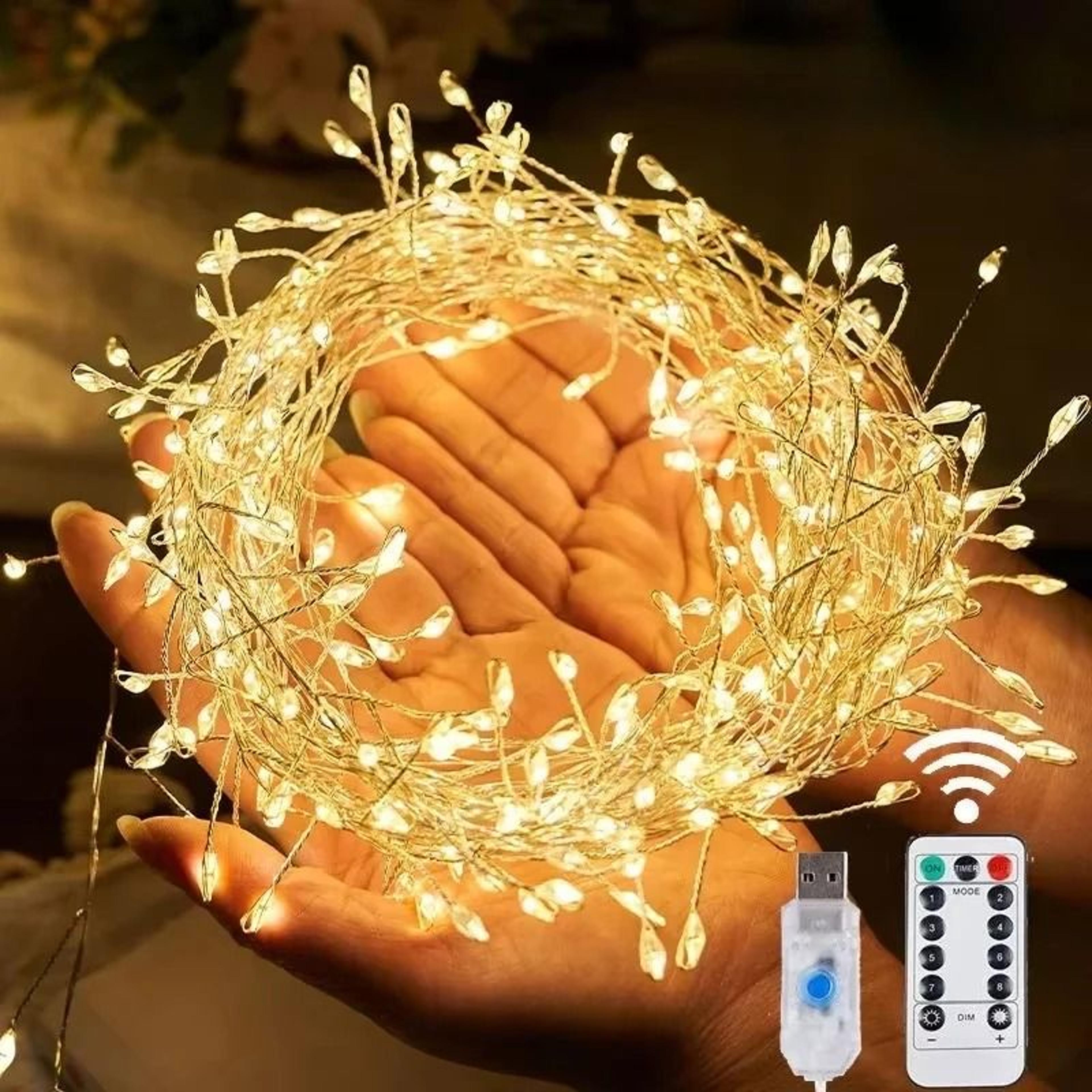usb powered led firecracker string lights with remote control for christmas, wedding & party decor