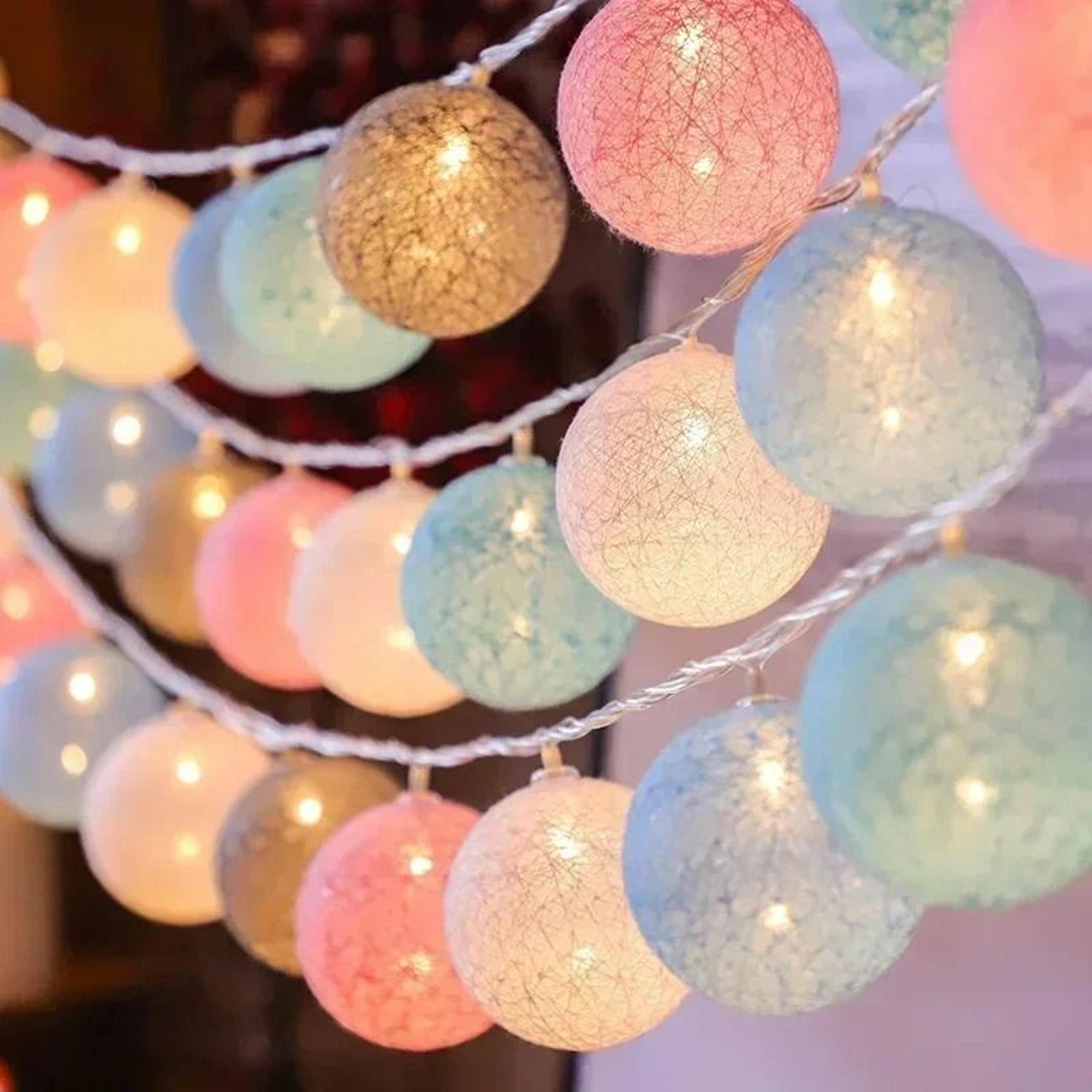 outdoor waterproof 20 led cotton ball fairy string lights (warm ambient garland for patio, wedding & christmas decor)