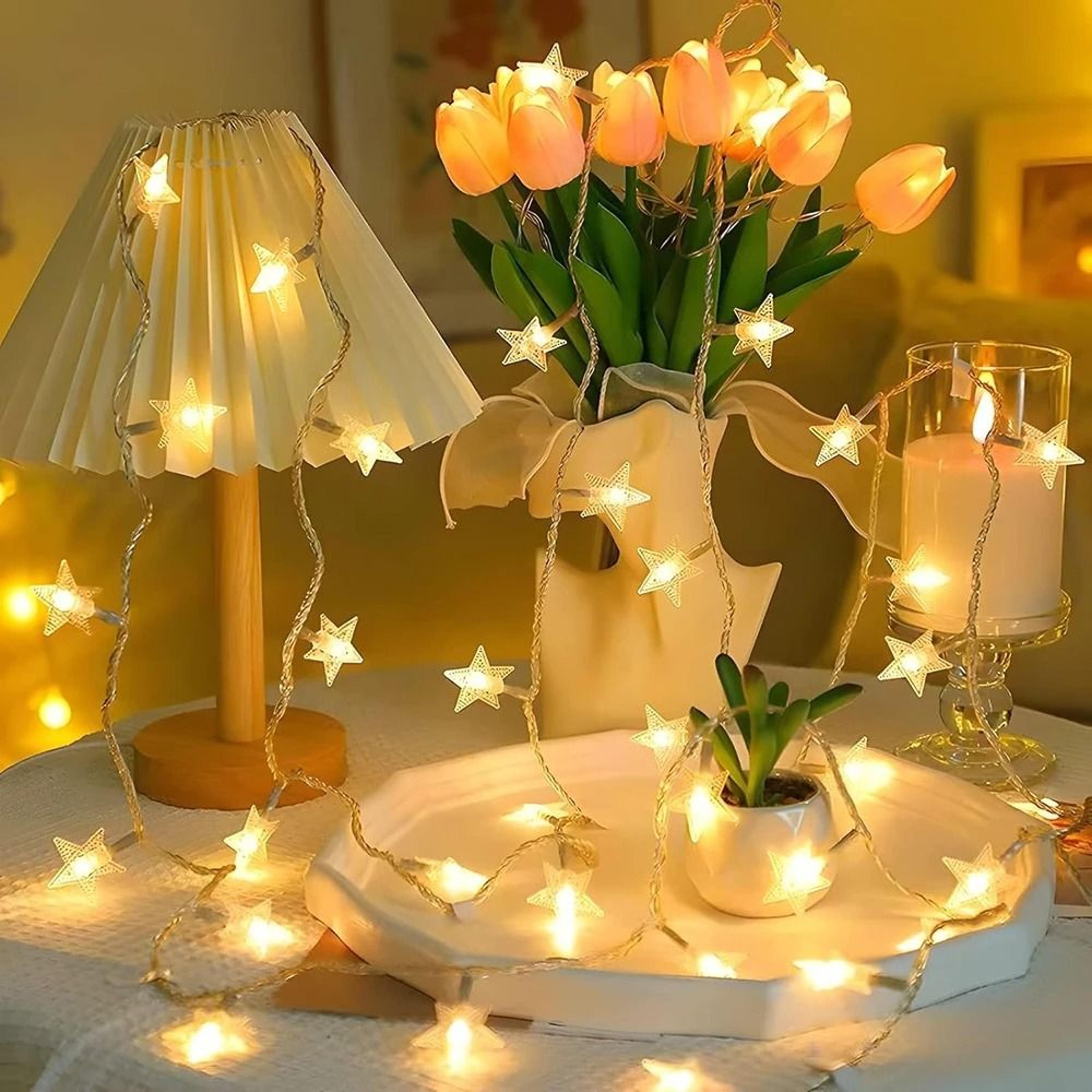 starry led star string lights (usb & battery operated fairy lights garland for party, wedding, patio & christmas decor)