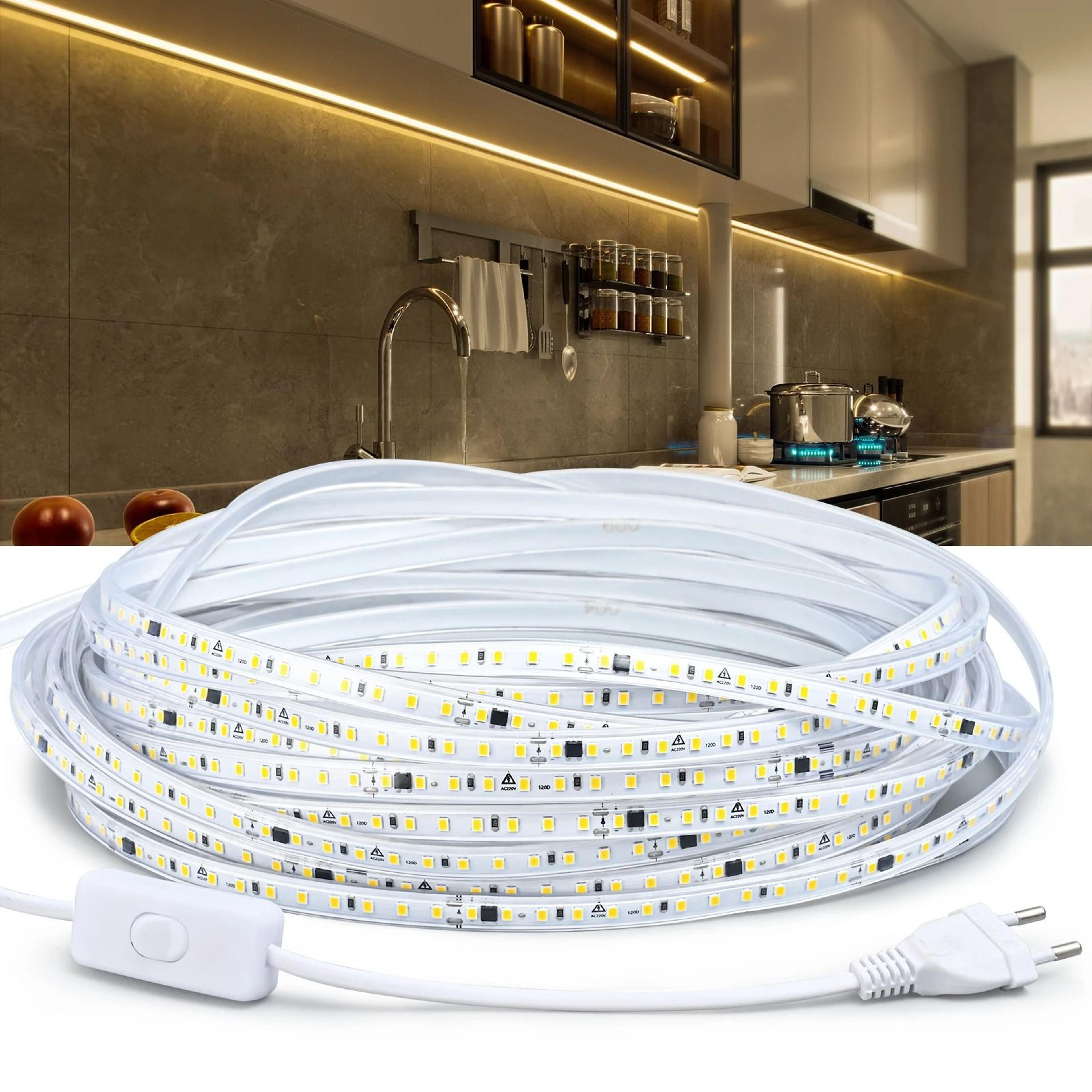 220v waterproof high-brightness led strip light (120 leds/m flexible tape for outdoor & home decor)