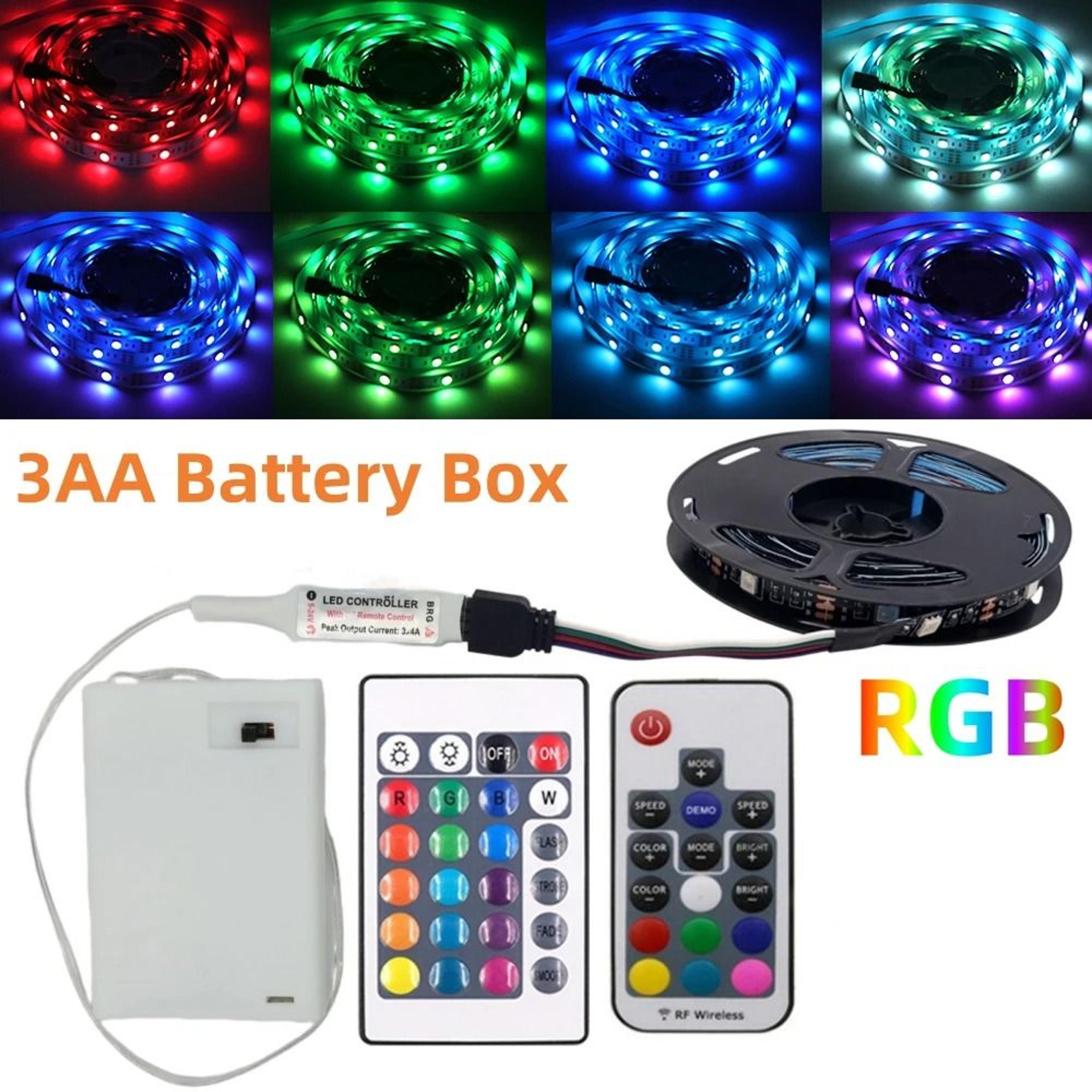 3aa battery-powered 5v 5050 rgb led strip light (flexible waterproof tape with remote for tv & room decor)