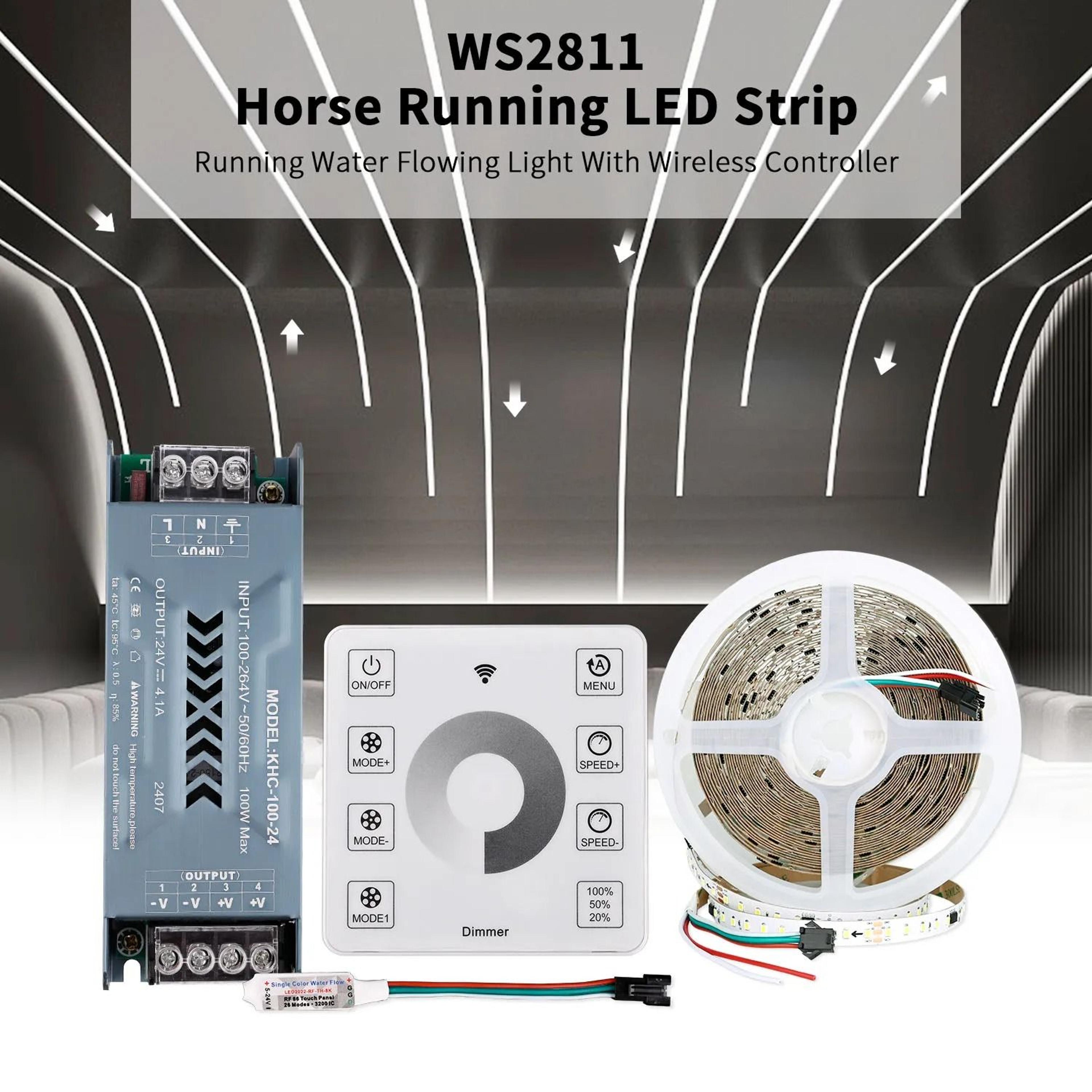 10m ws2811 running water flowing led strip light set (smd2835 horse race pixel addressable 120leds/m dc24v)