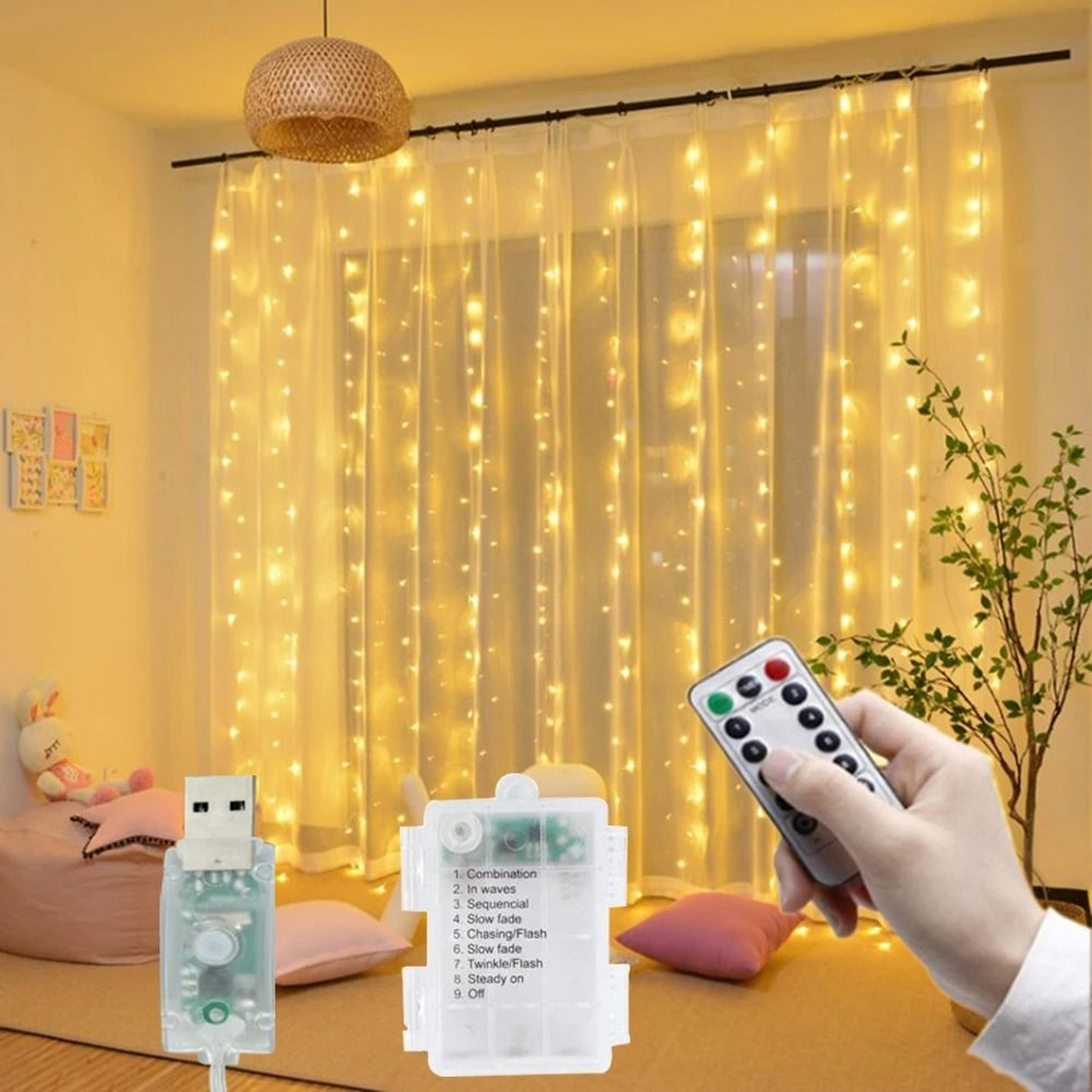 3mx1m/2m/3m battery & usb led curtain string lights (fairy garland light for wedding, party & christmas home decor)