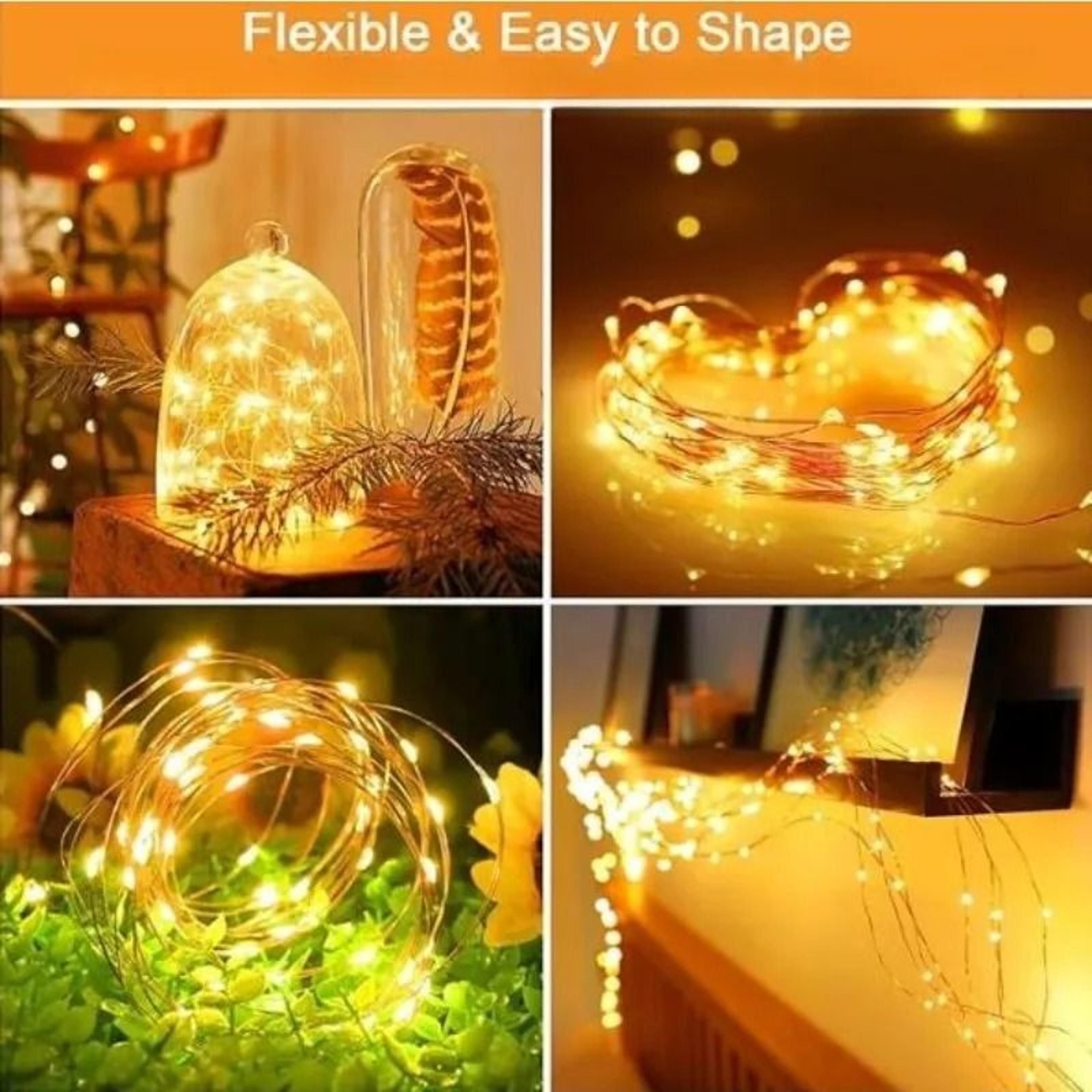 solar outdoor copper wire led string lights (warm light fairy light garland for garden trees, patio & party decor)