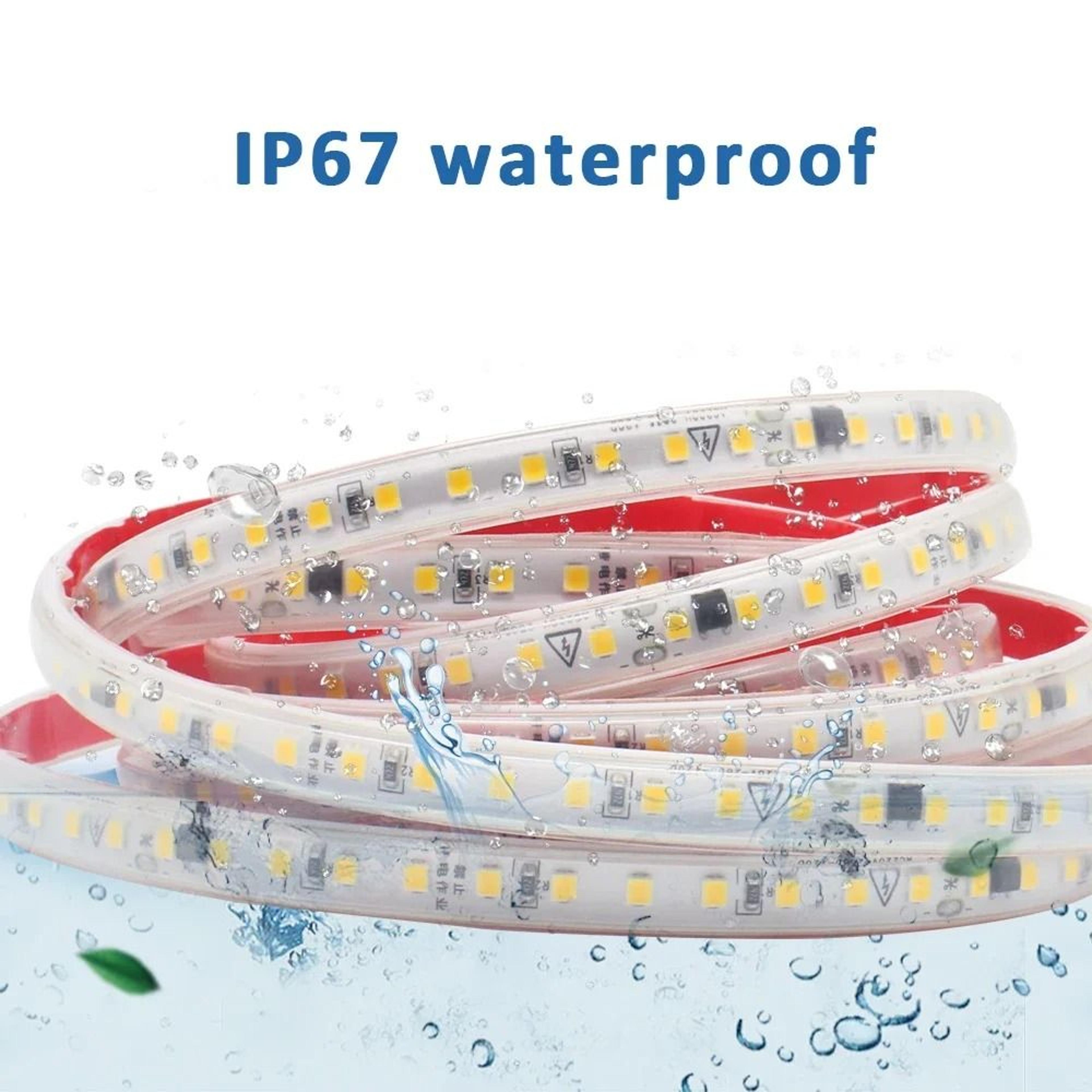 220v/230v ac smd2835 outdoor led strip light (ip67 waterproof 120leds/m ribbon)