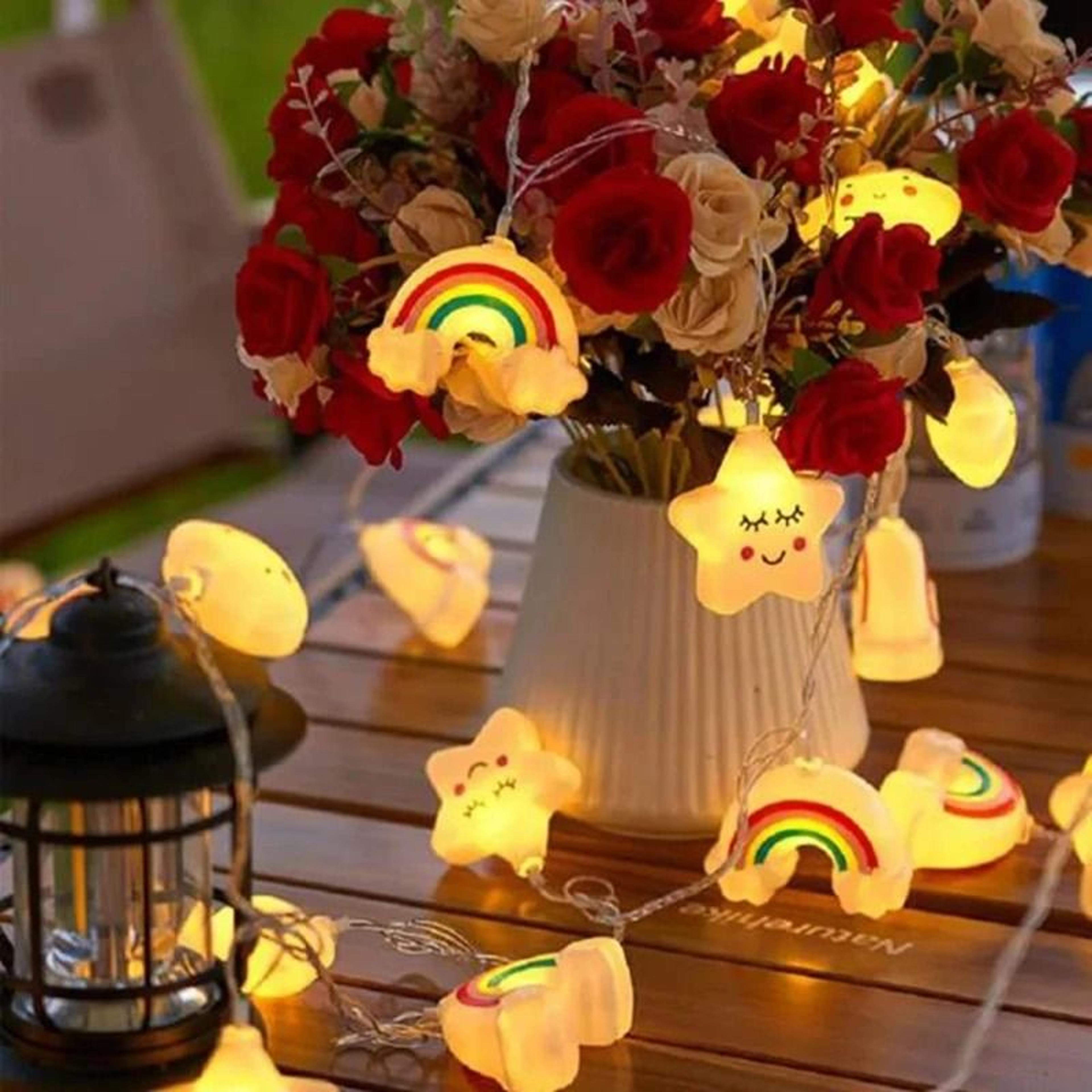 rainbow star & cloud led fairy lights (battery powered nursery & bedroom decor)