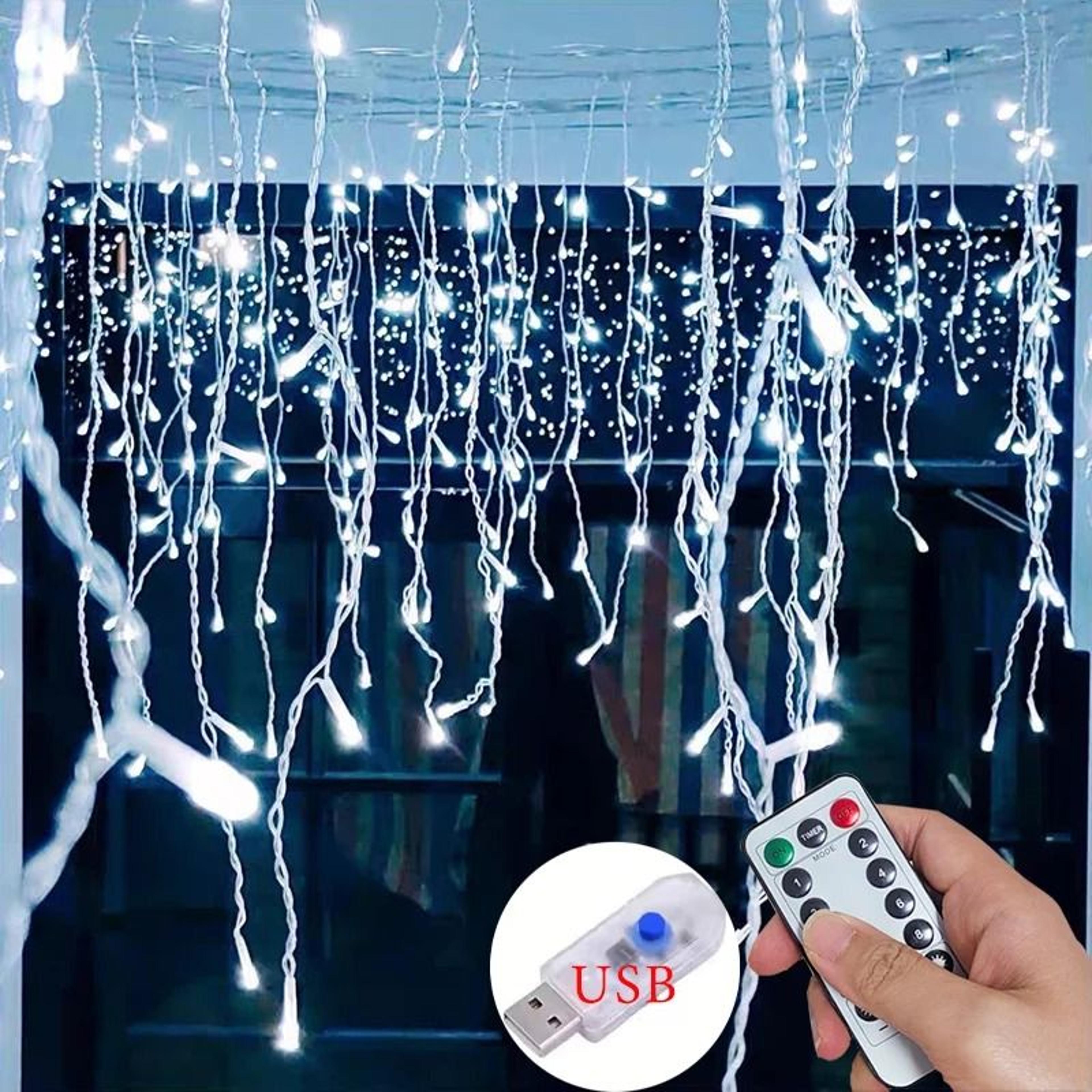usb icicle curtain led string lights (8-mode indoor garland for wedding & bedroom)
