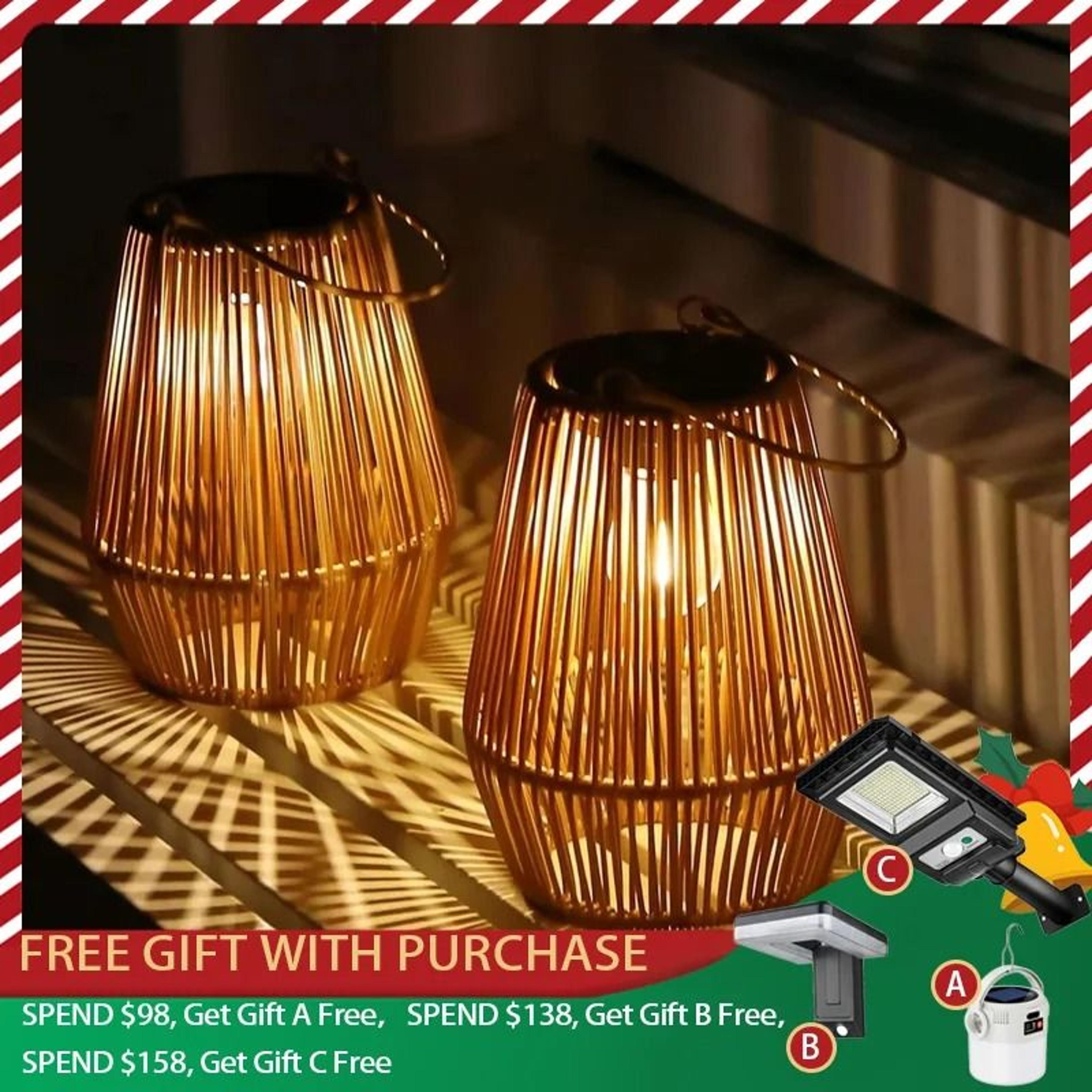 outdoor hand-woven solar tungsten lanterns (landscape hanging lights for garden & yard)