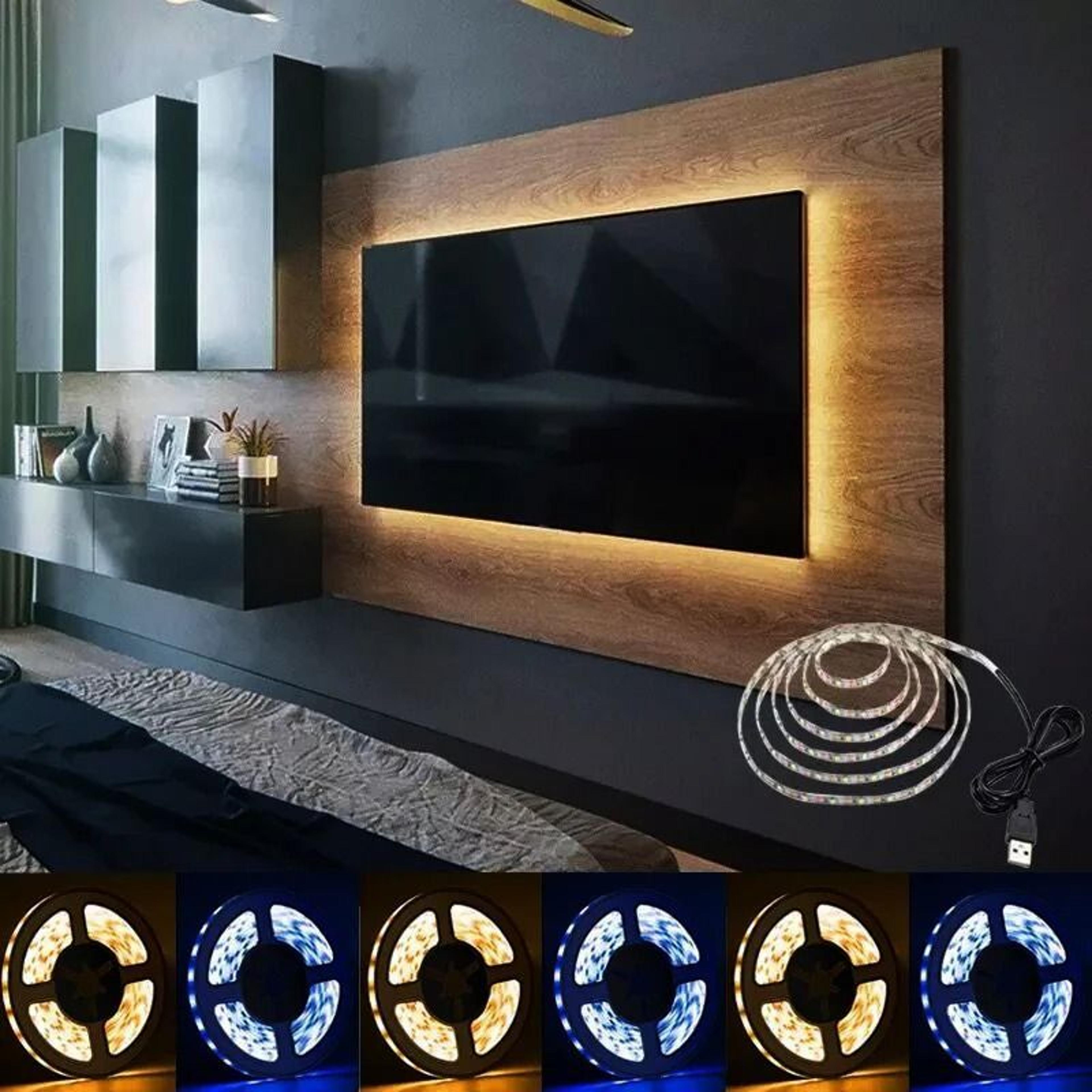 5v usb white & warm white led strip light (flexible tv backlight & home decor tape)