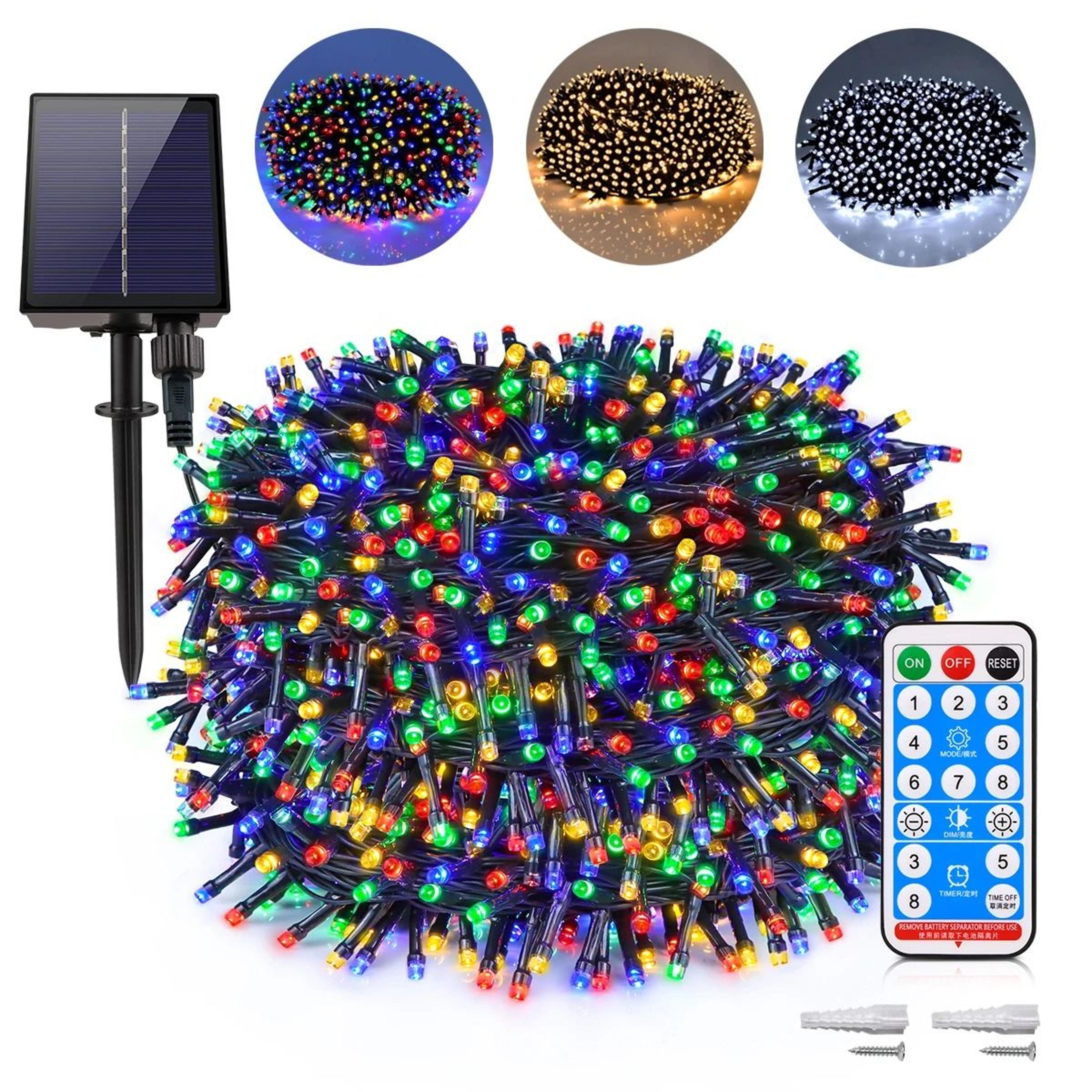 outdoor solar string fairy lights (waterproof garland with large solar panel & fast charge)