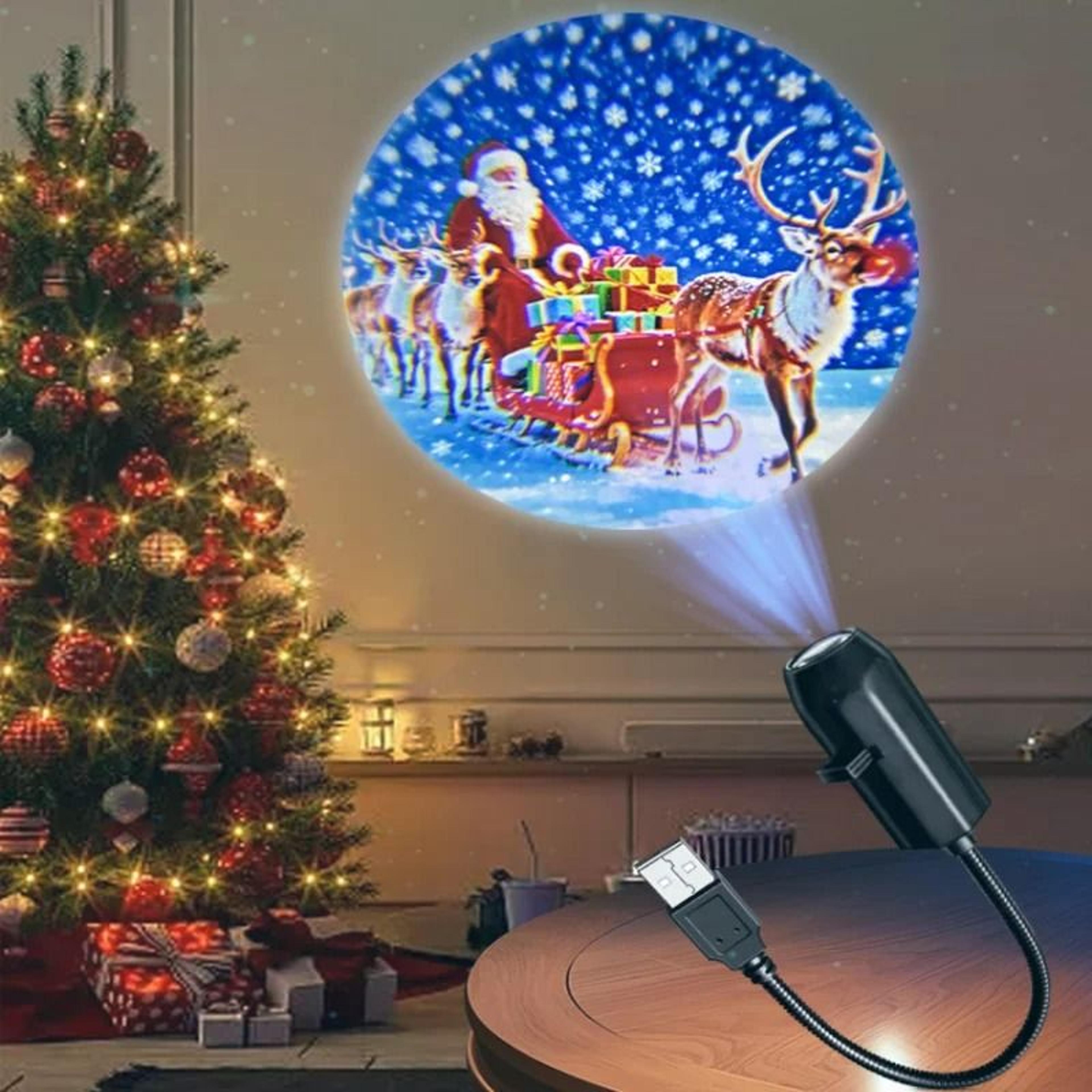 usb led christmas projection night light (adjustable holiday decor lamp with interchanging patterns)