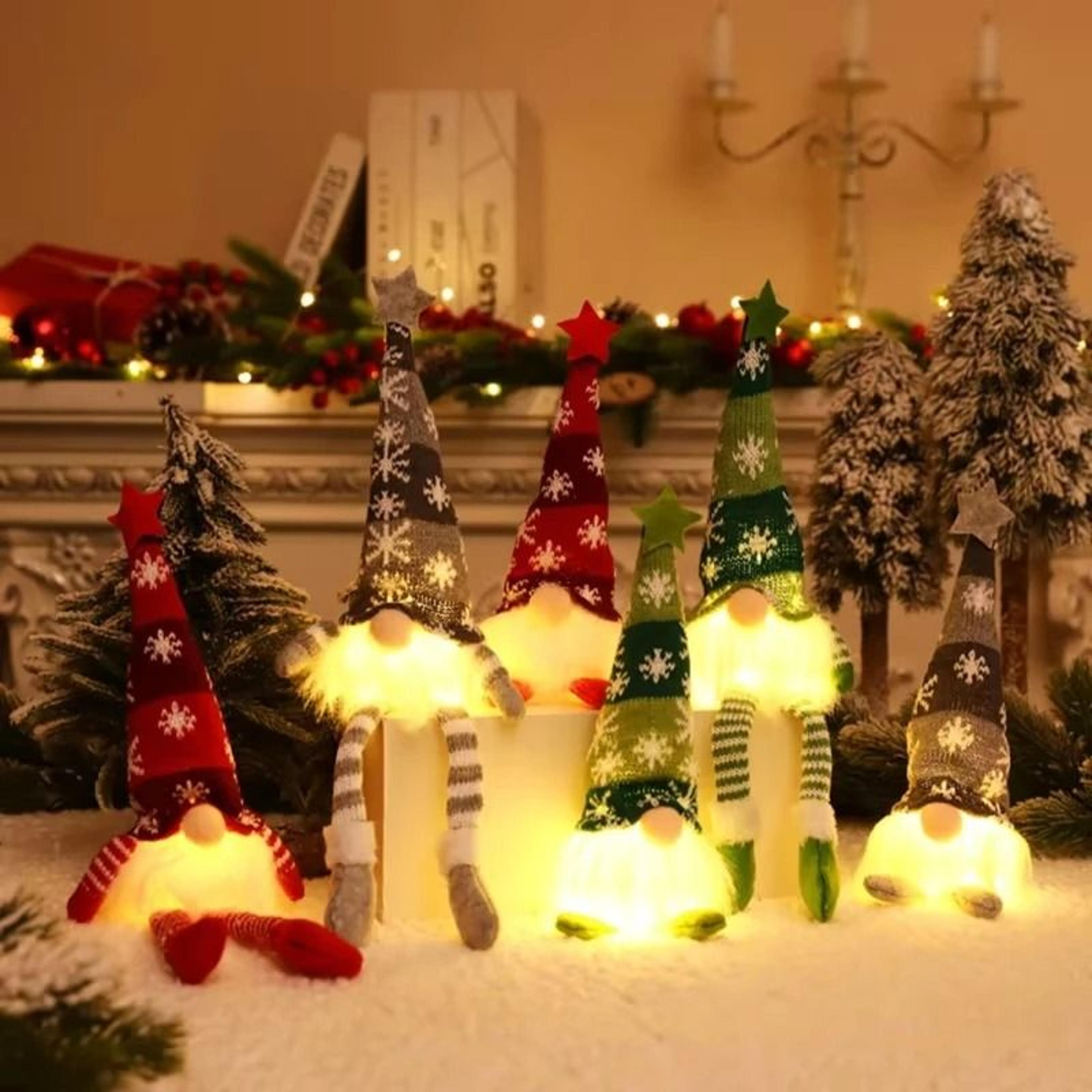 christmas gnome faceless doll led night light (holiday plush ornament lamp for home decor)