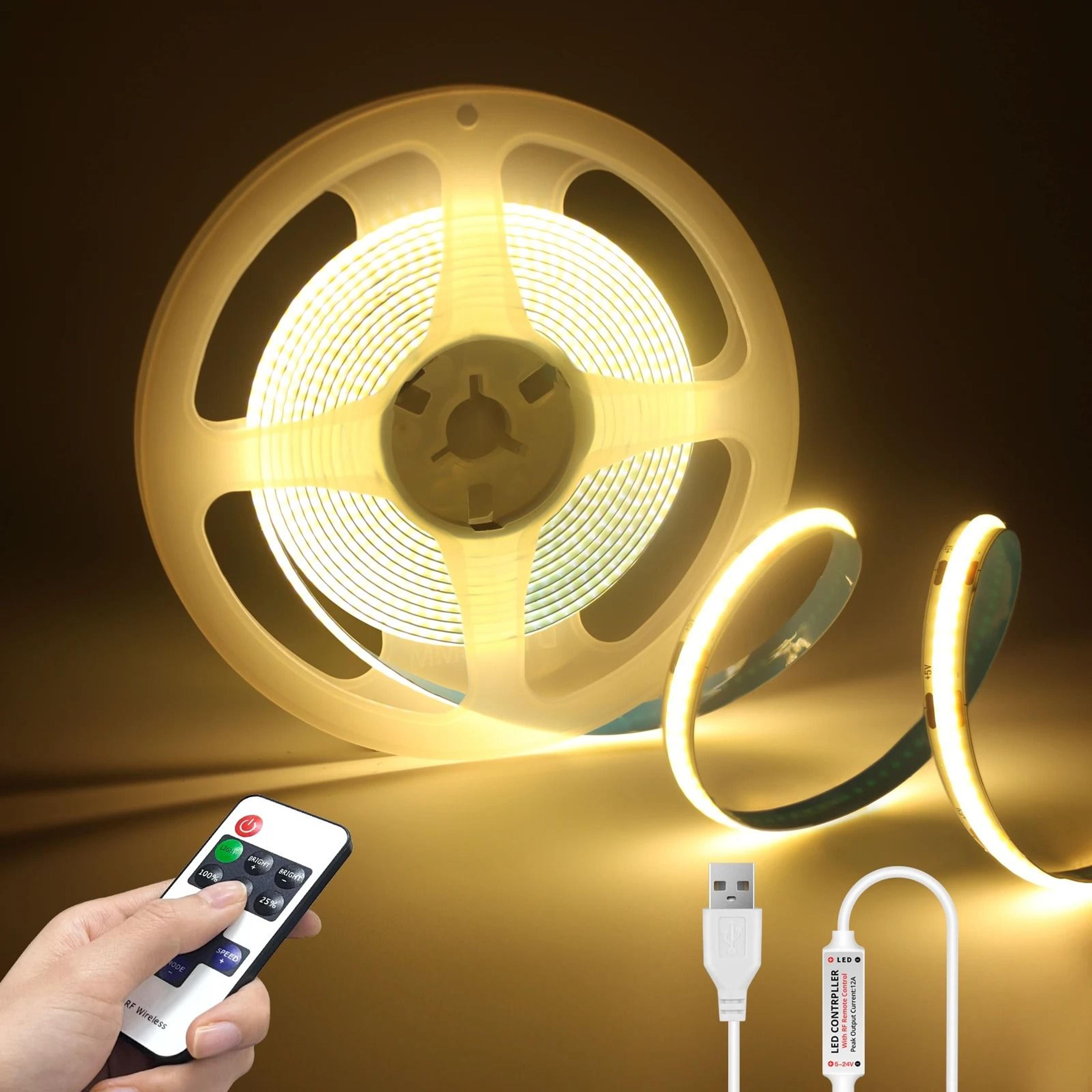 5v cob led strip light with dimmable remote control (white/warm white flexible cabinet light)
