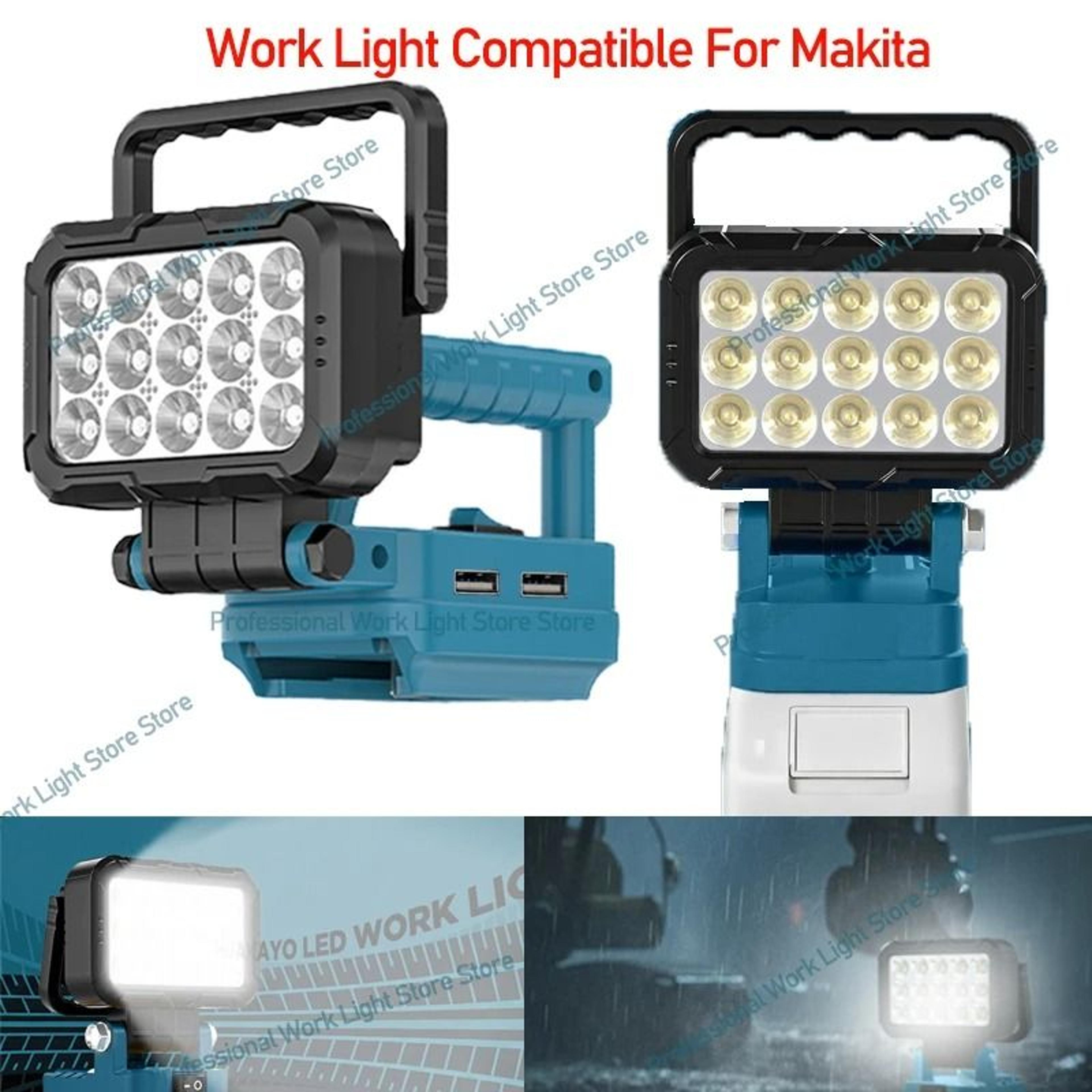 cordless led work light & portable flood lamp for makita 18v battery (outdoor camping flashlight & power tool accessory)