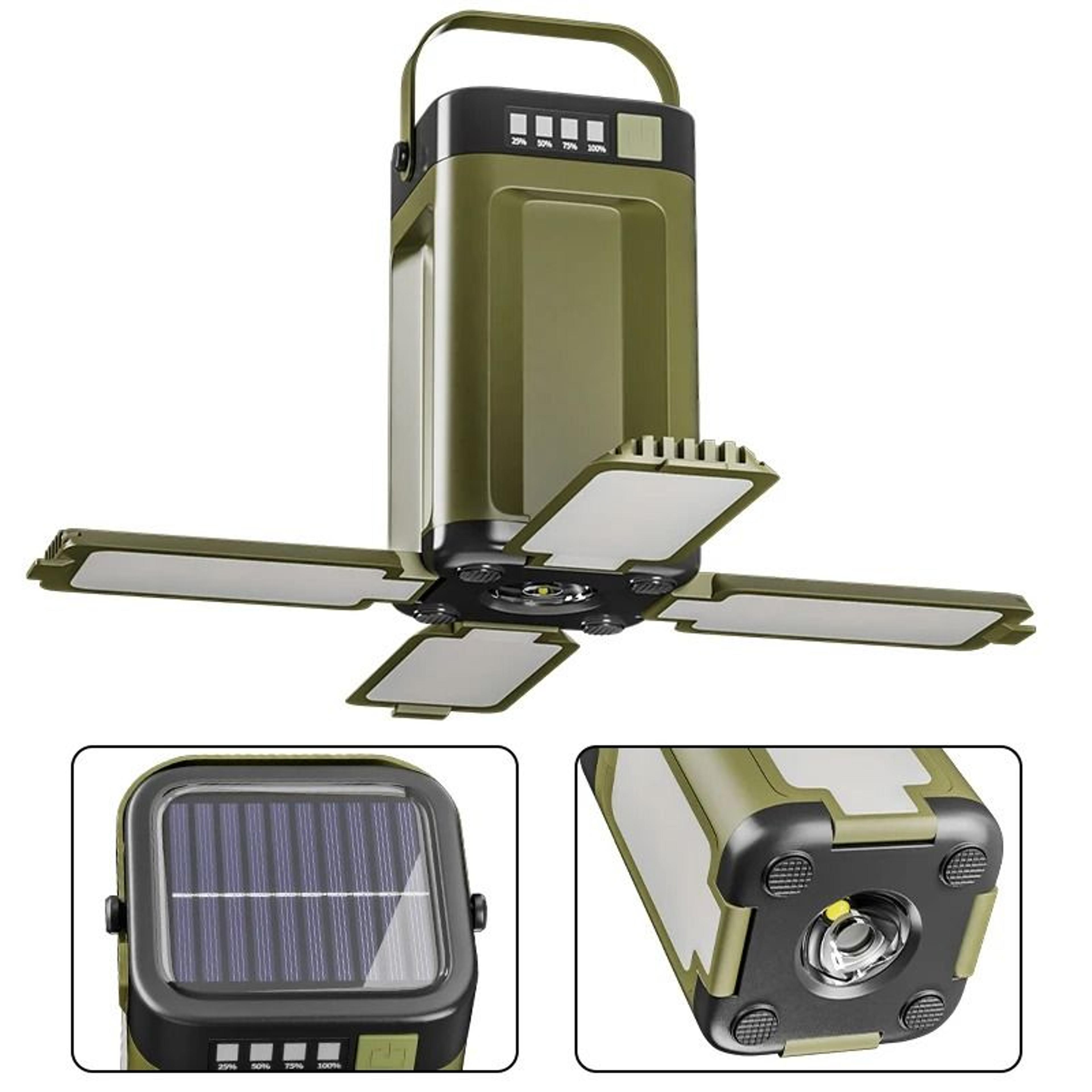 solar foldable camping lantern & 2000mah power bank (hanging tent light)