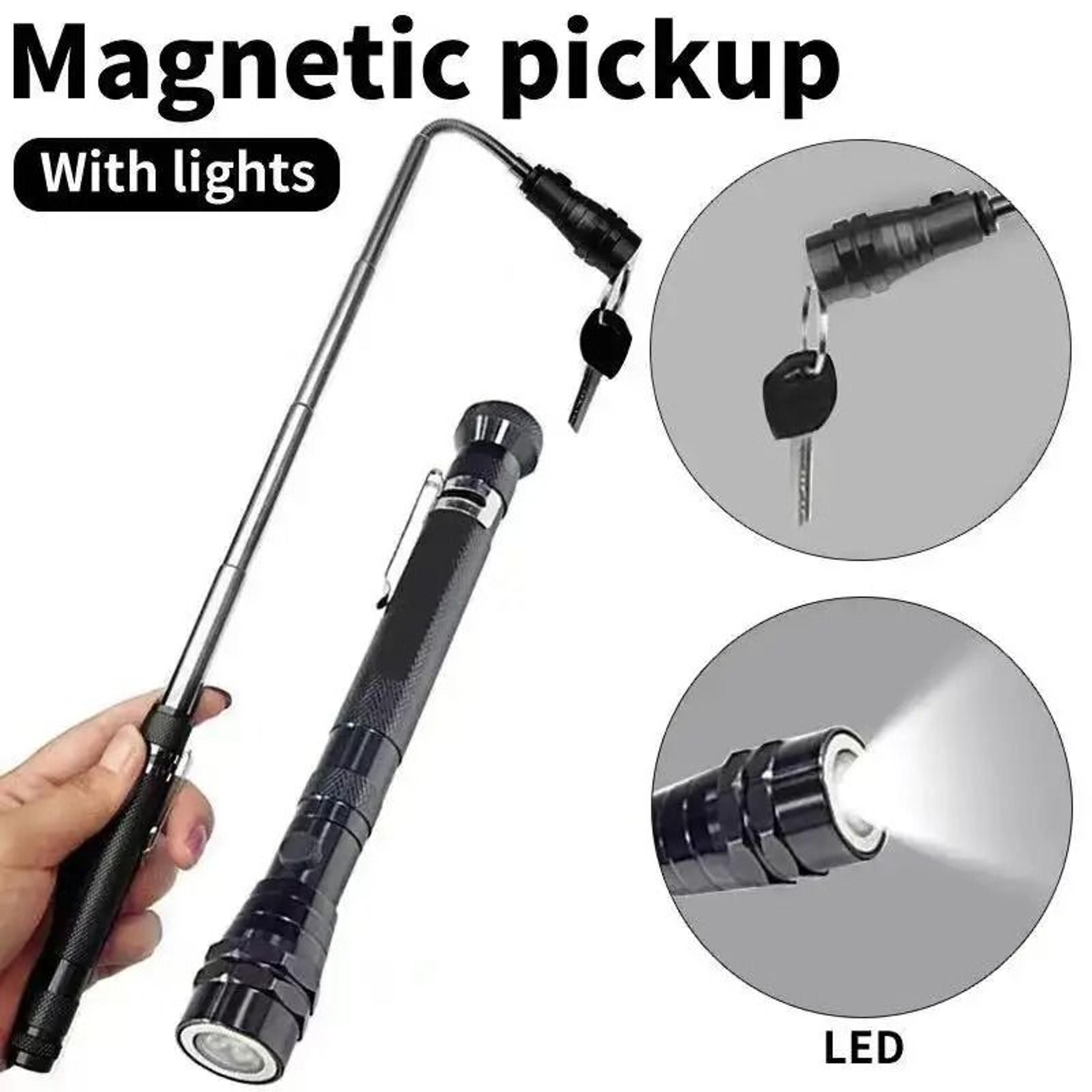 3-led telescopic magnetic pickup tool & flexible antenna flashlight