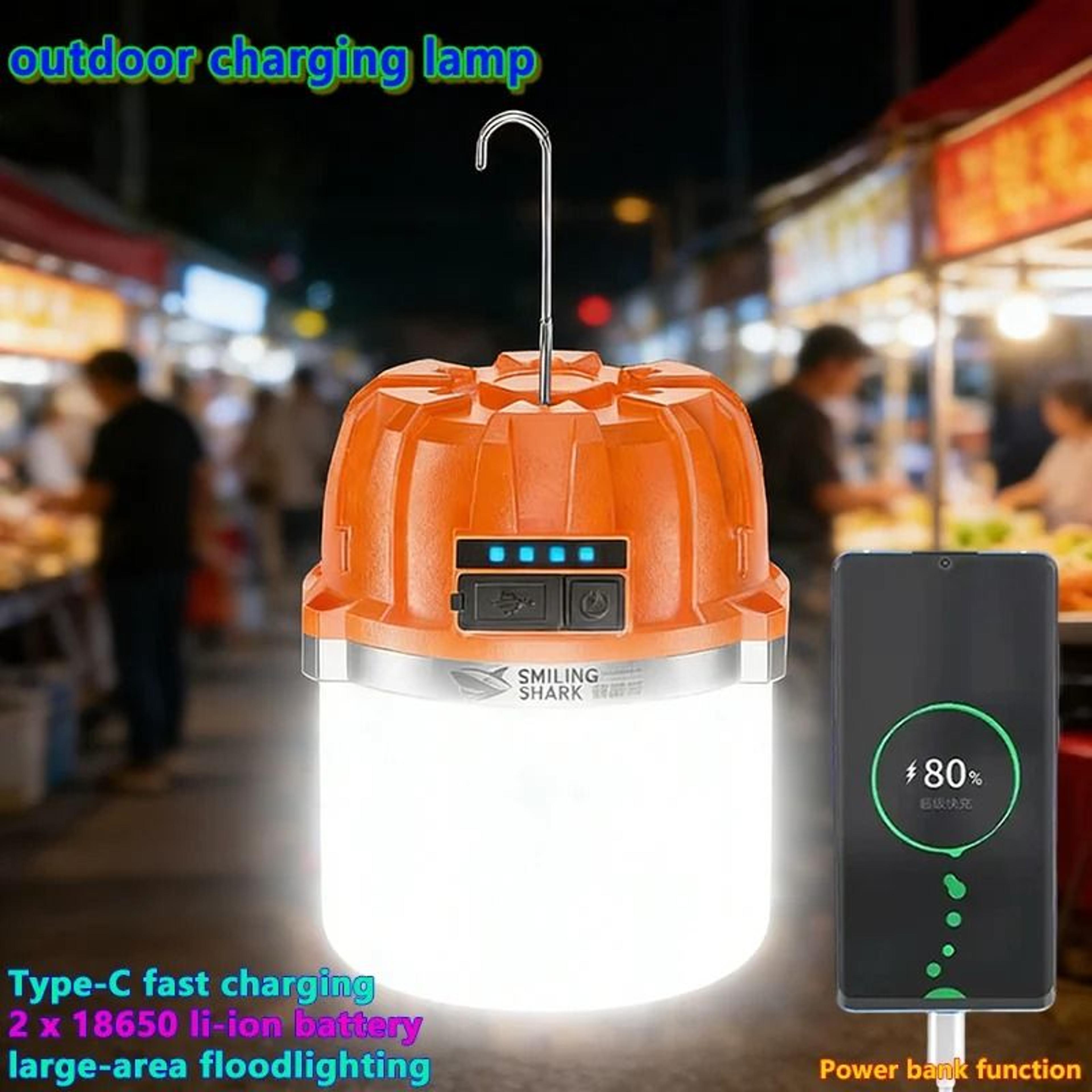 500w high-power led camping lantern & usb rechargeable portable bulb with power display