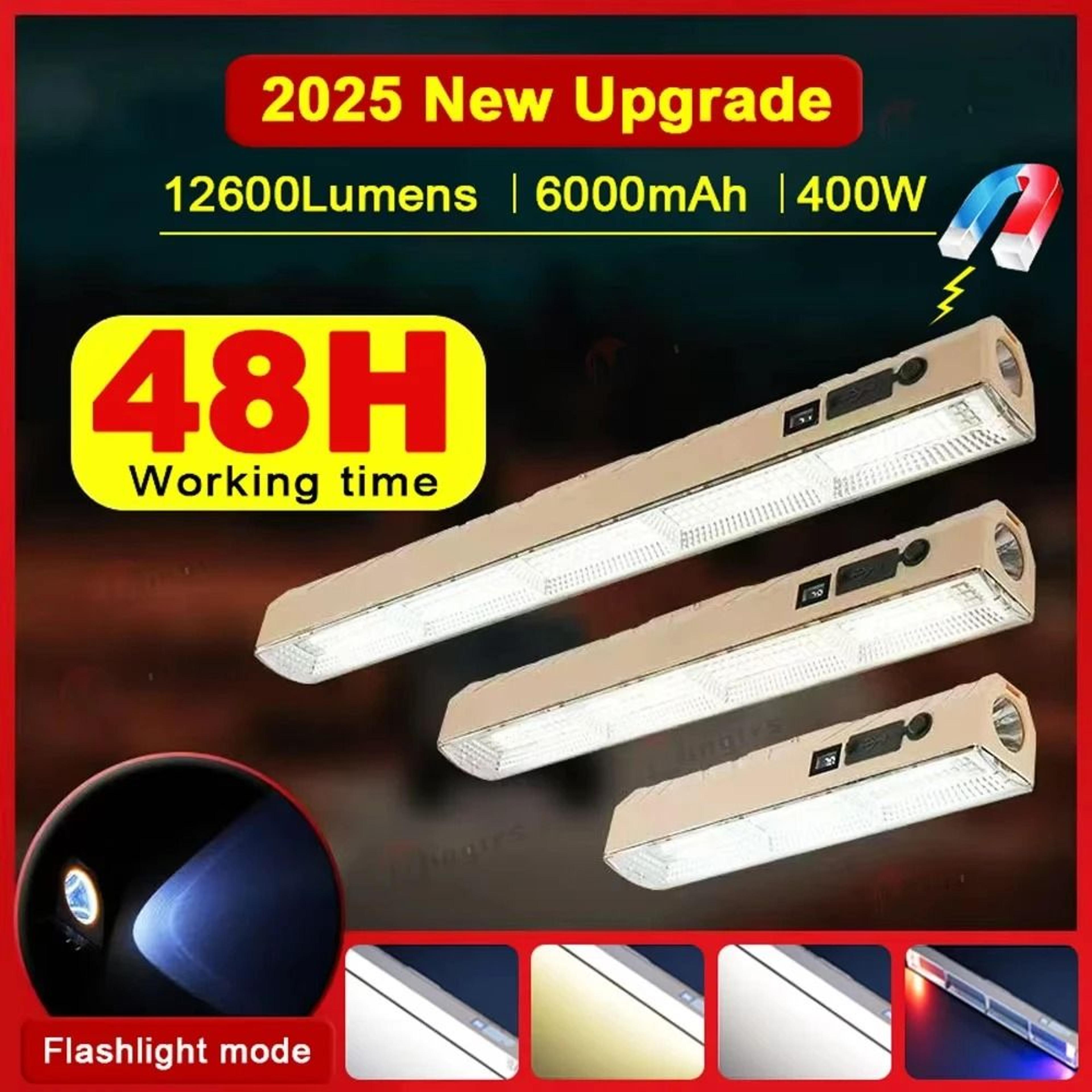 rechargeable usb magnetic camping light bar & led work lamp with red-blue emergency strobe