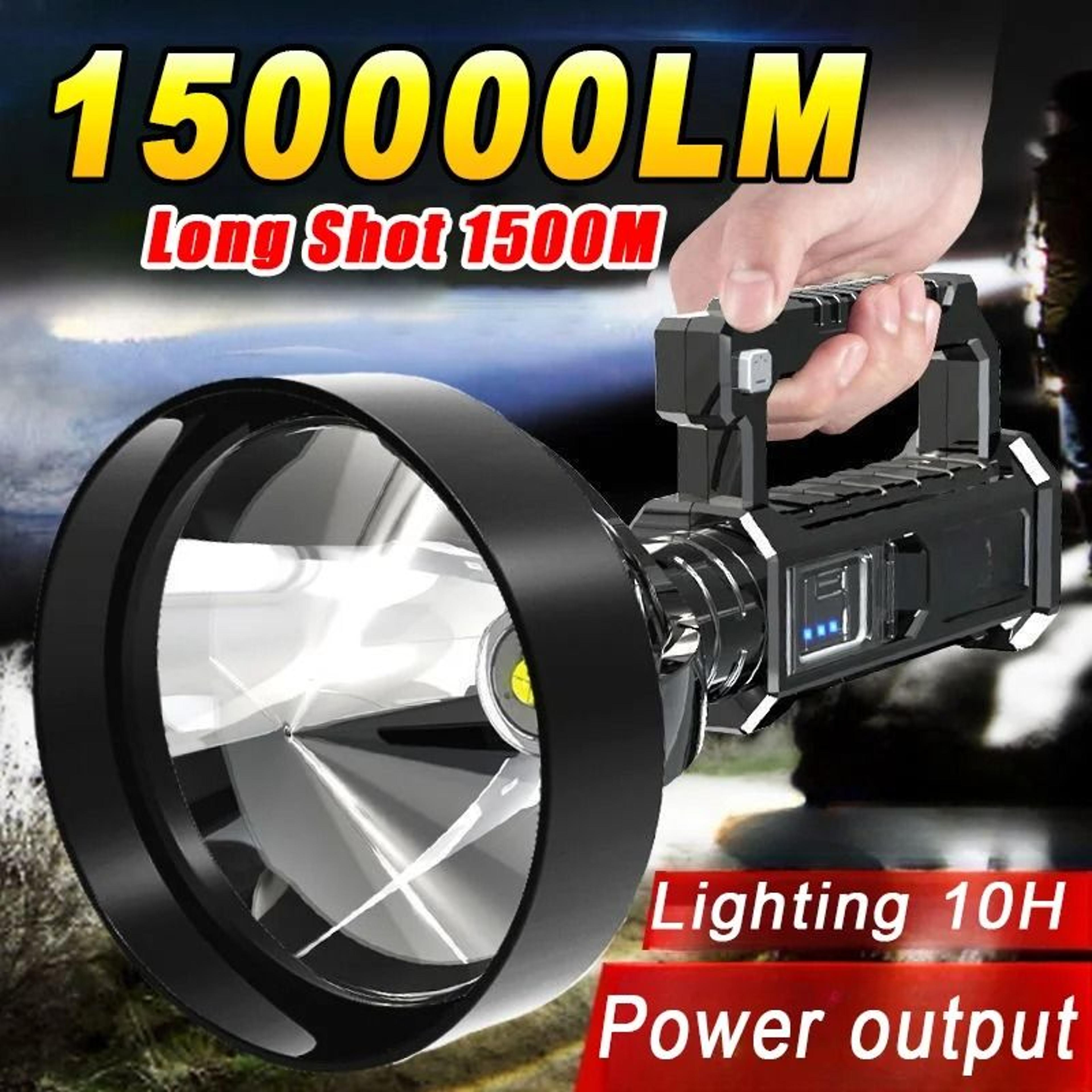 150,000lm powerful rechargeable led searchlight & handheld spotlight with stand