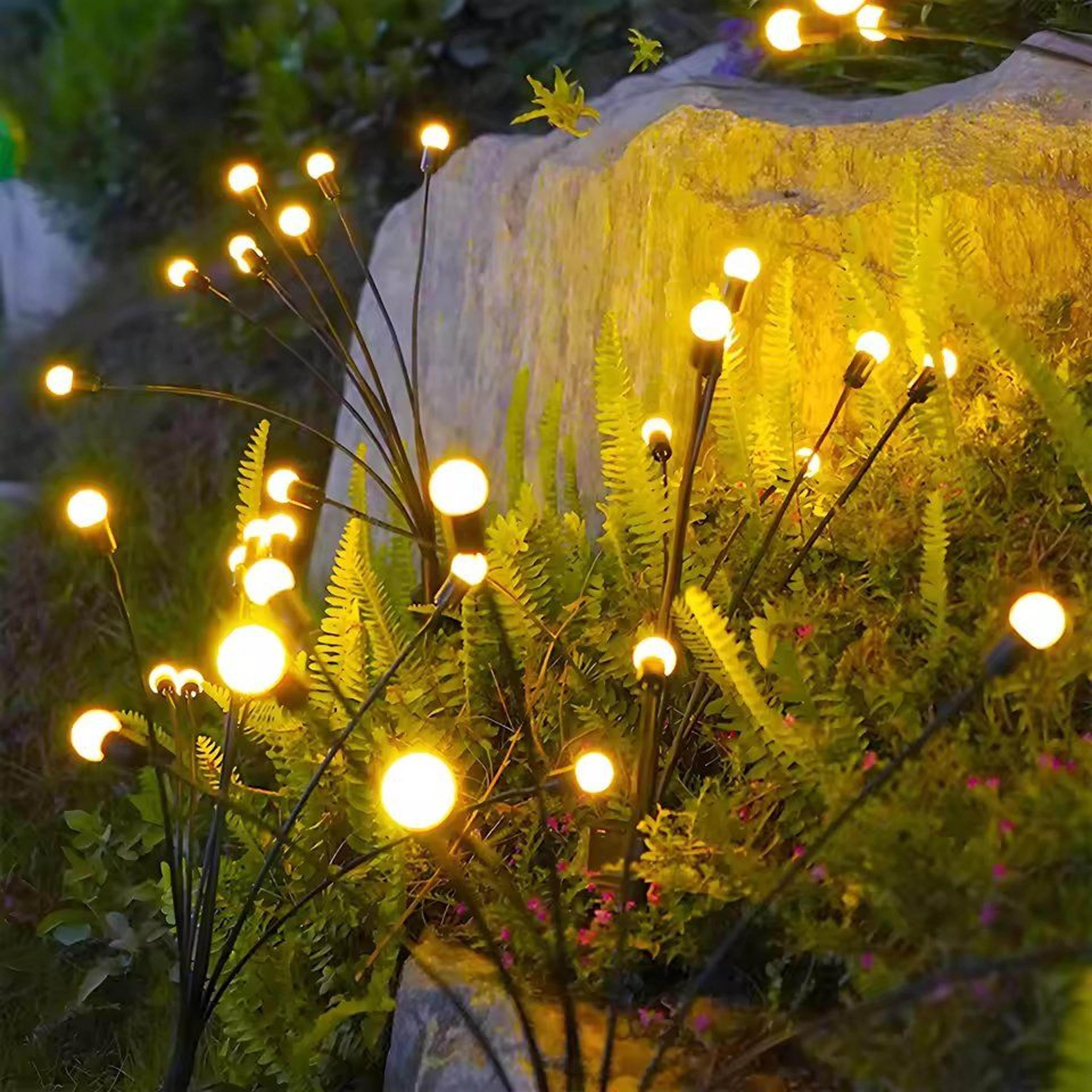8-head solar firefly lights led waterproof high flexibility garden pathway stakes