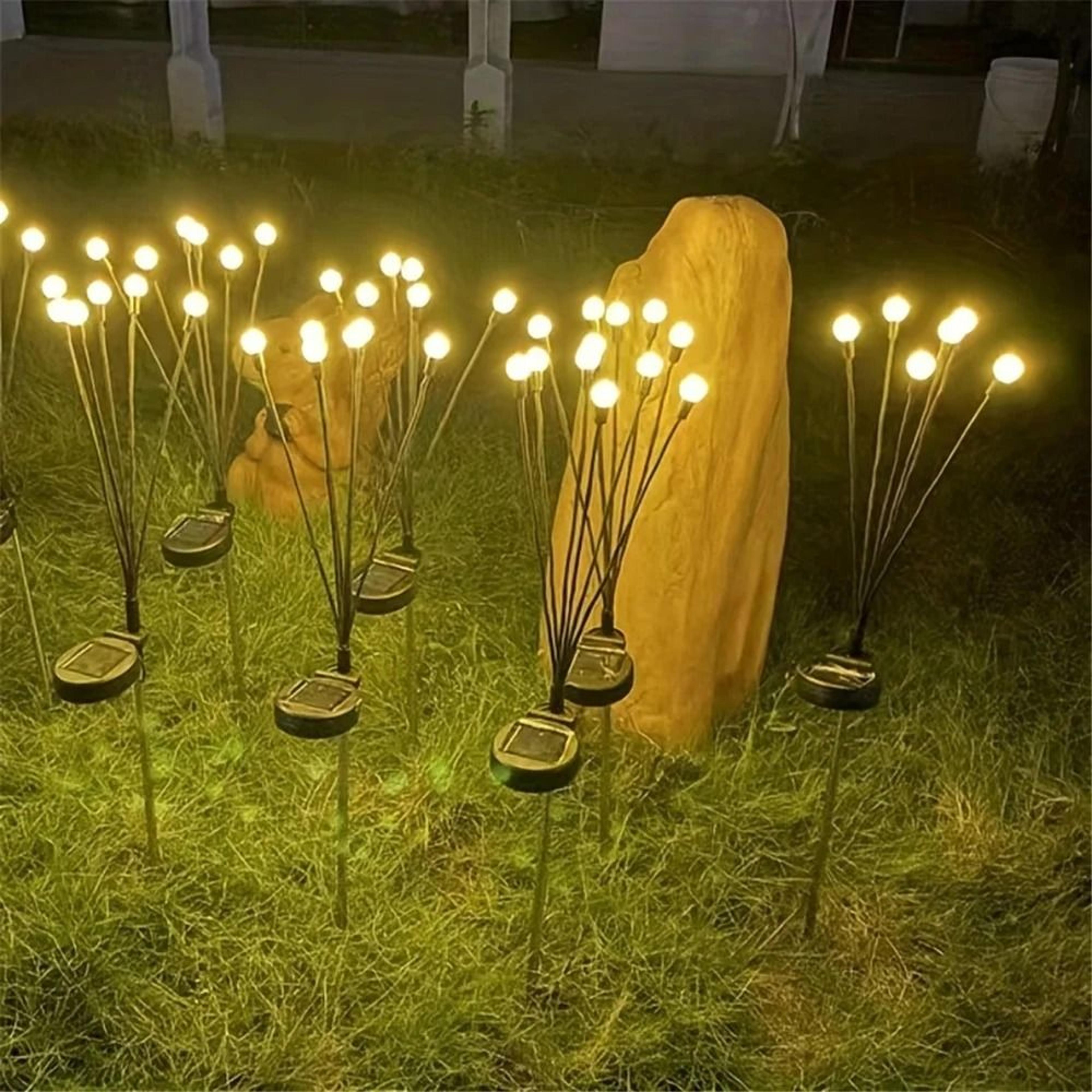 solar outdoor swaying firefly lawn lights waterproof wind-dancing garden stakes