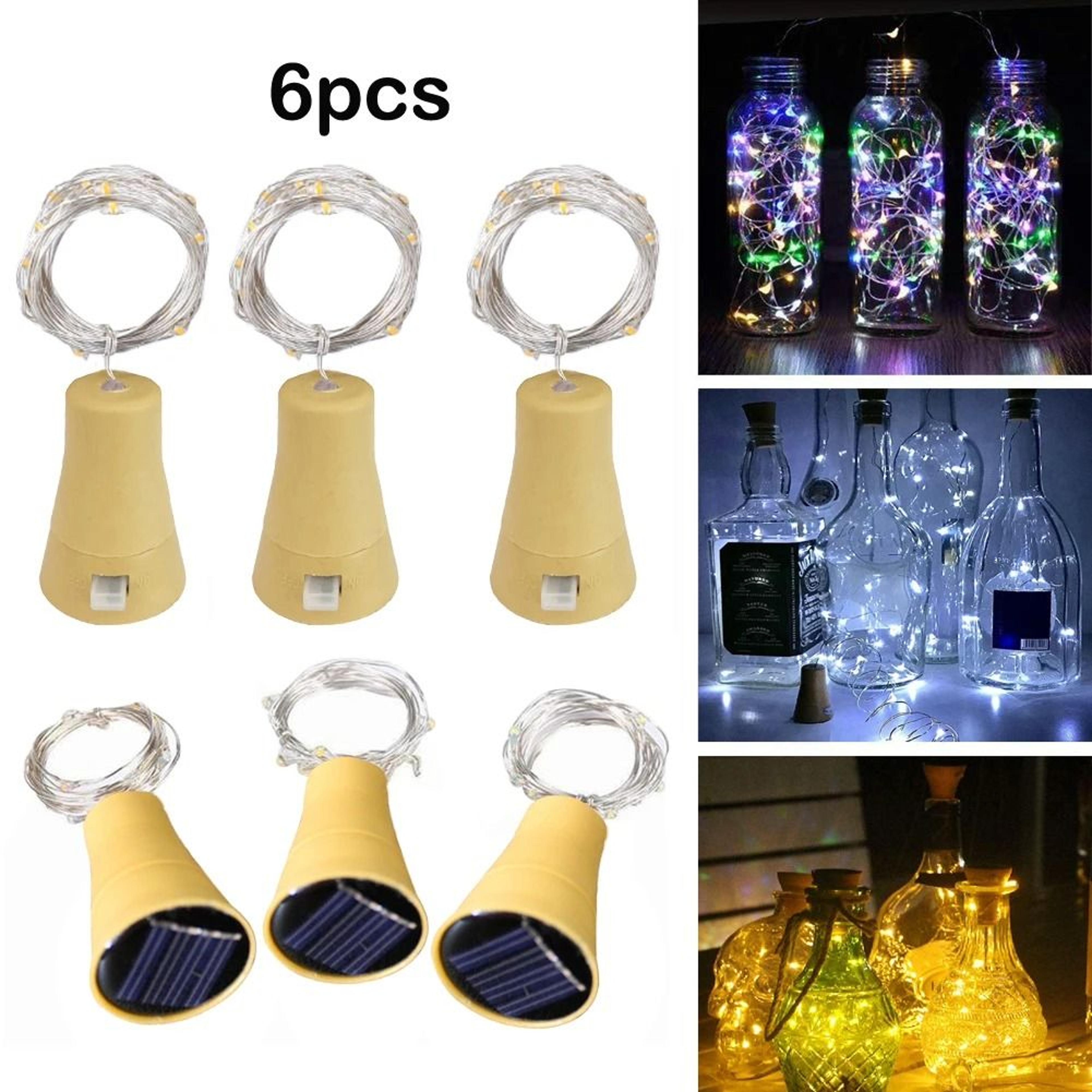 6 pack solar wine bottle cork lights 20 led waterproof firefly string lights