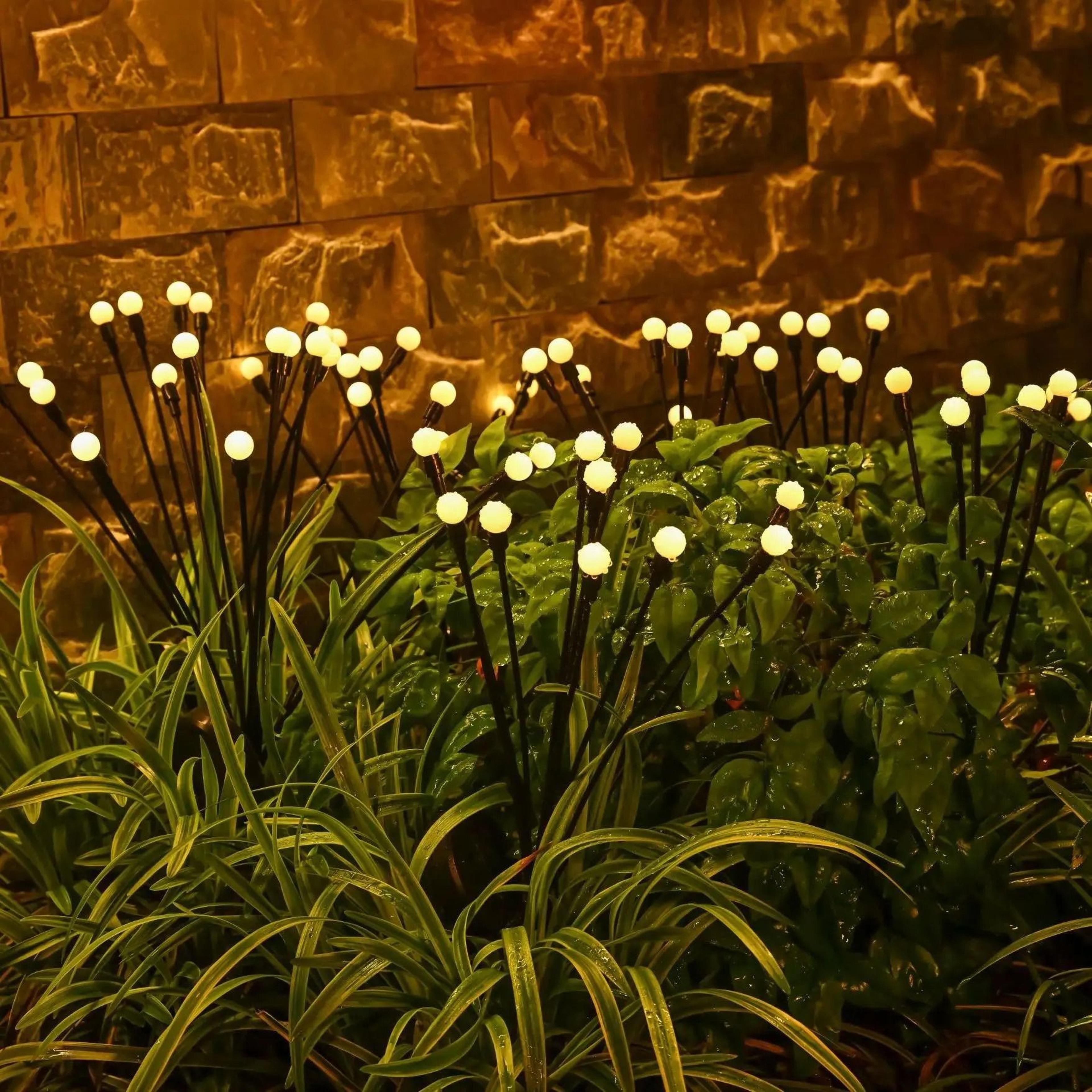 upgraded solar powered firefly lights outdoor waterproof vibrant garden decoration stakes