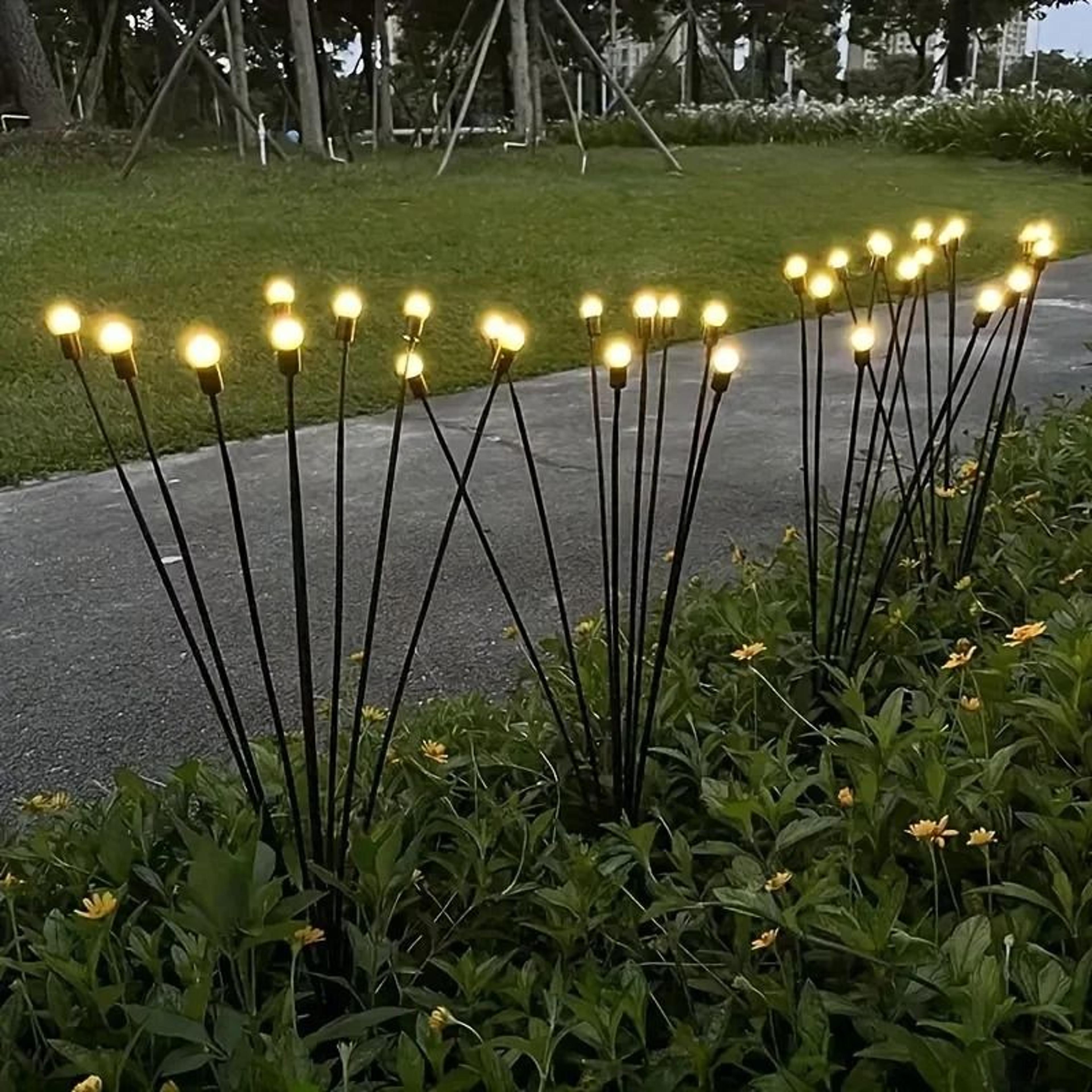 solar led garden firework warm lights outdoor 6/8 led waterproof firefly lawn stakes