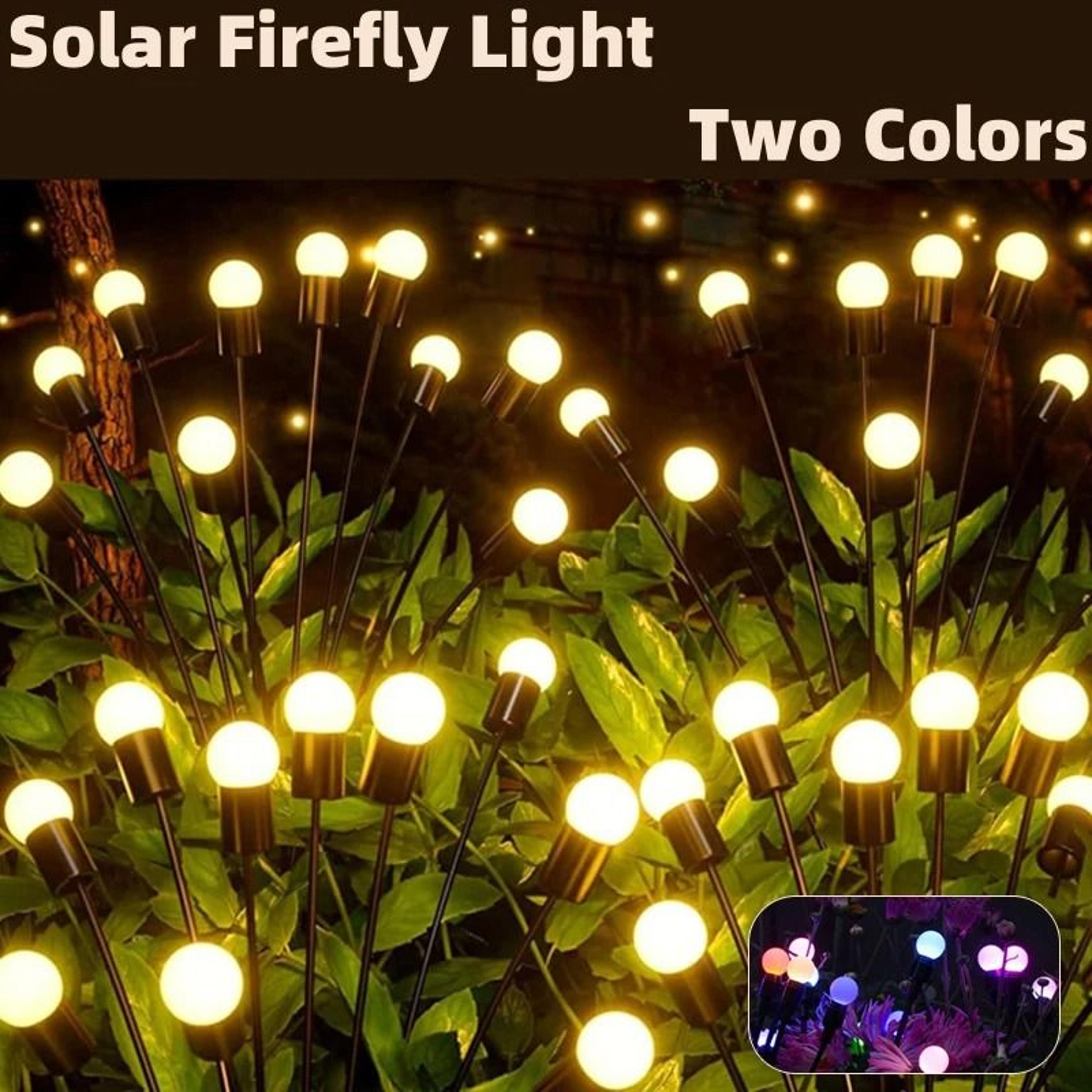 upgraded solar powered led firefly garden lights waterproof wind-driven swaying lawn stakes