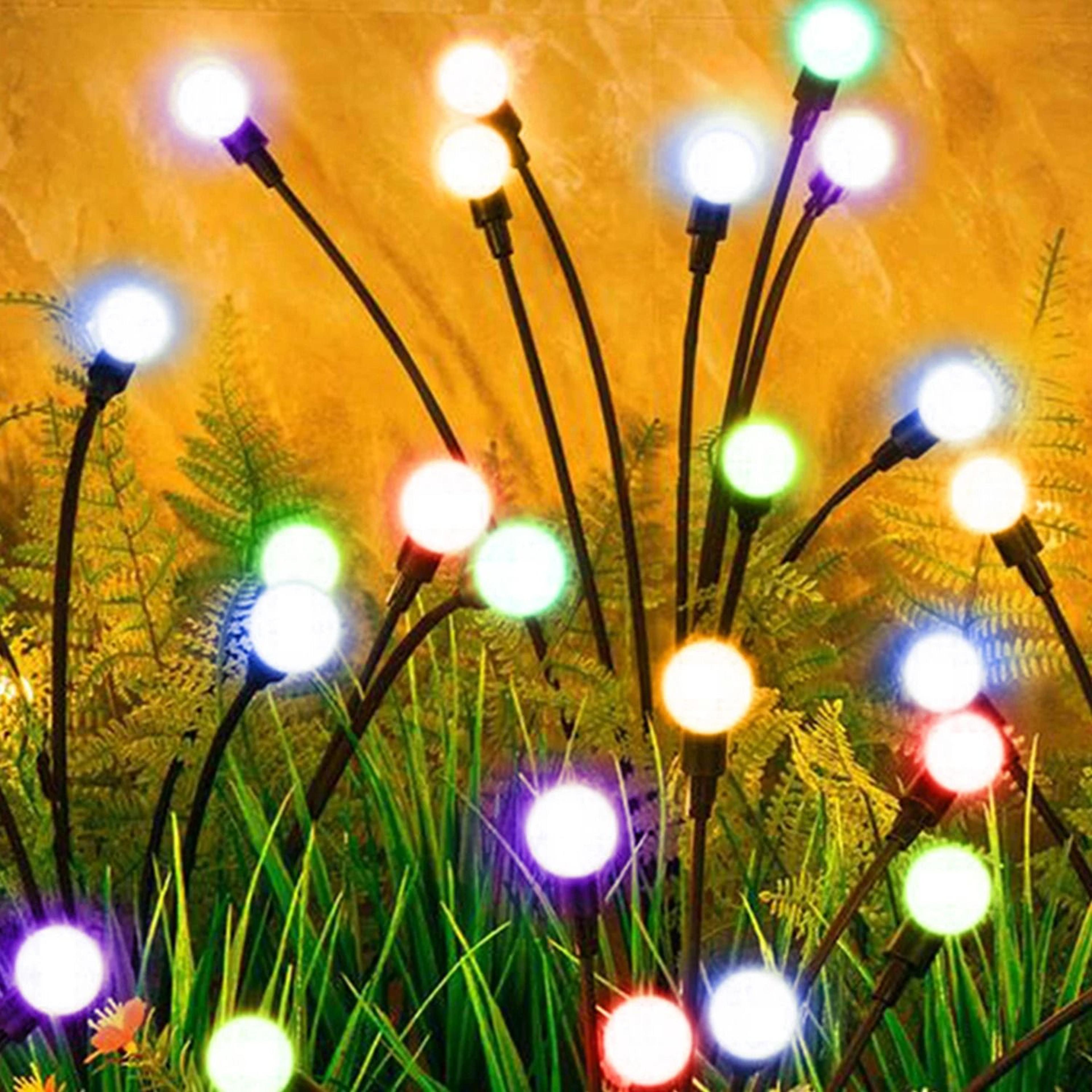 1-2 pack solar firefly lawn lights 6/8/10 led warm white & rgb color changing garden stakes