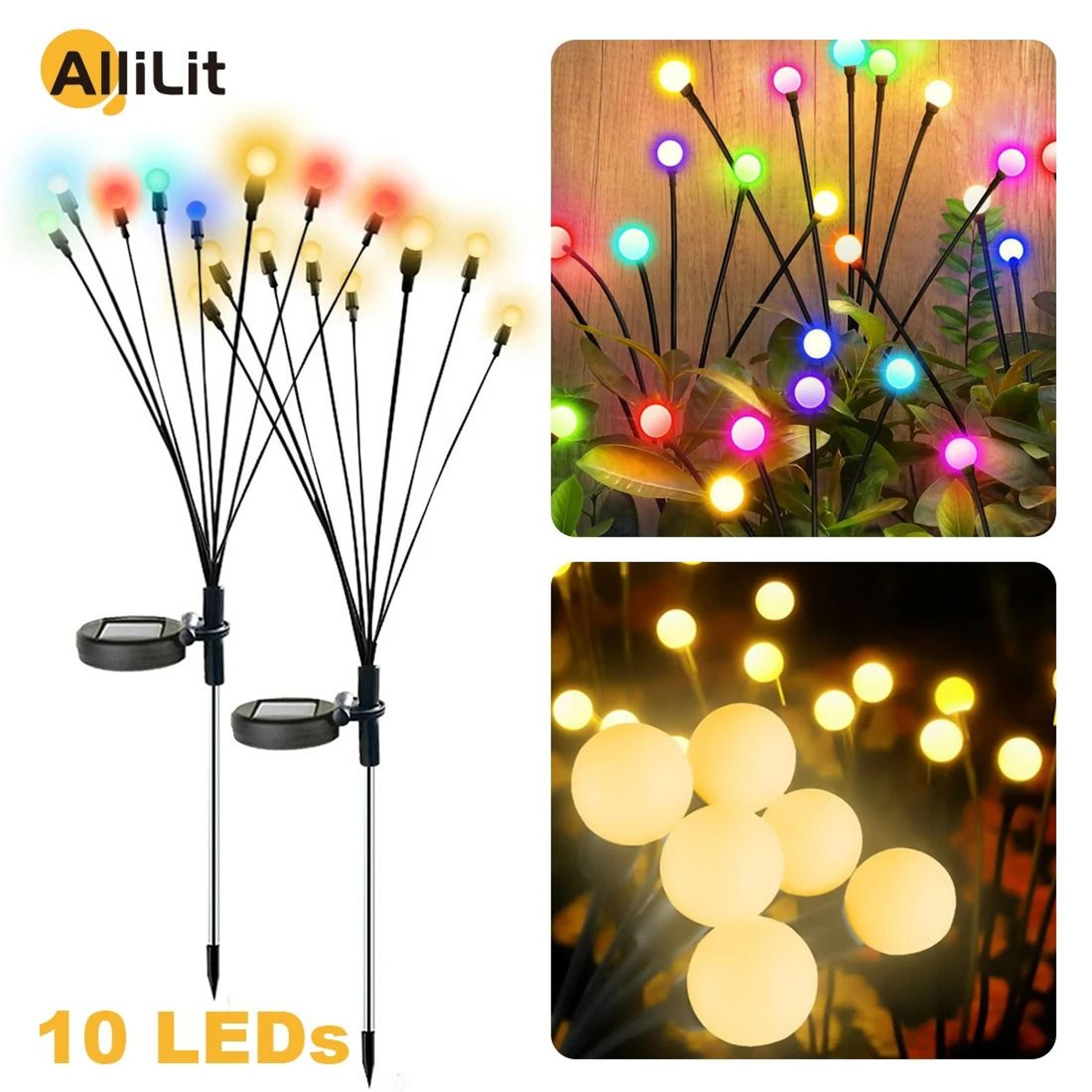 allilit outdoor solar firefly lights waterproof starburst swaying lawn landscape stakes