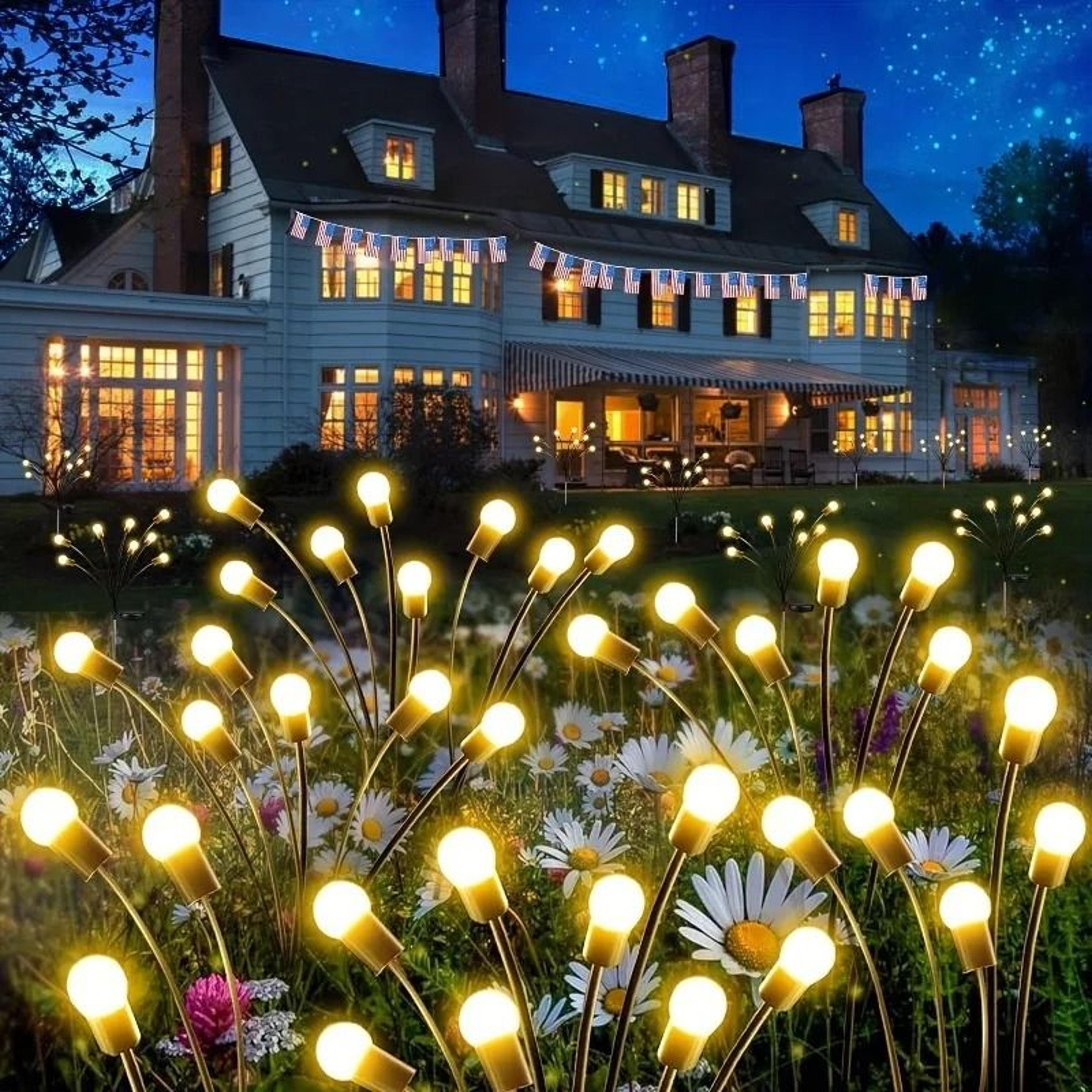 upgraded solar outdoor firefly garden lights waterproof vibrant landscape decoration stakes