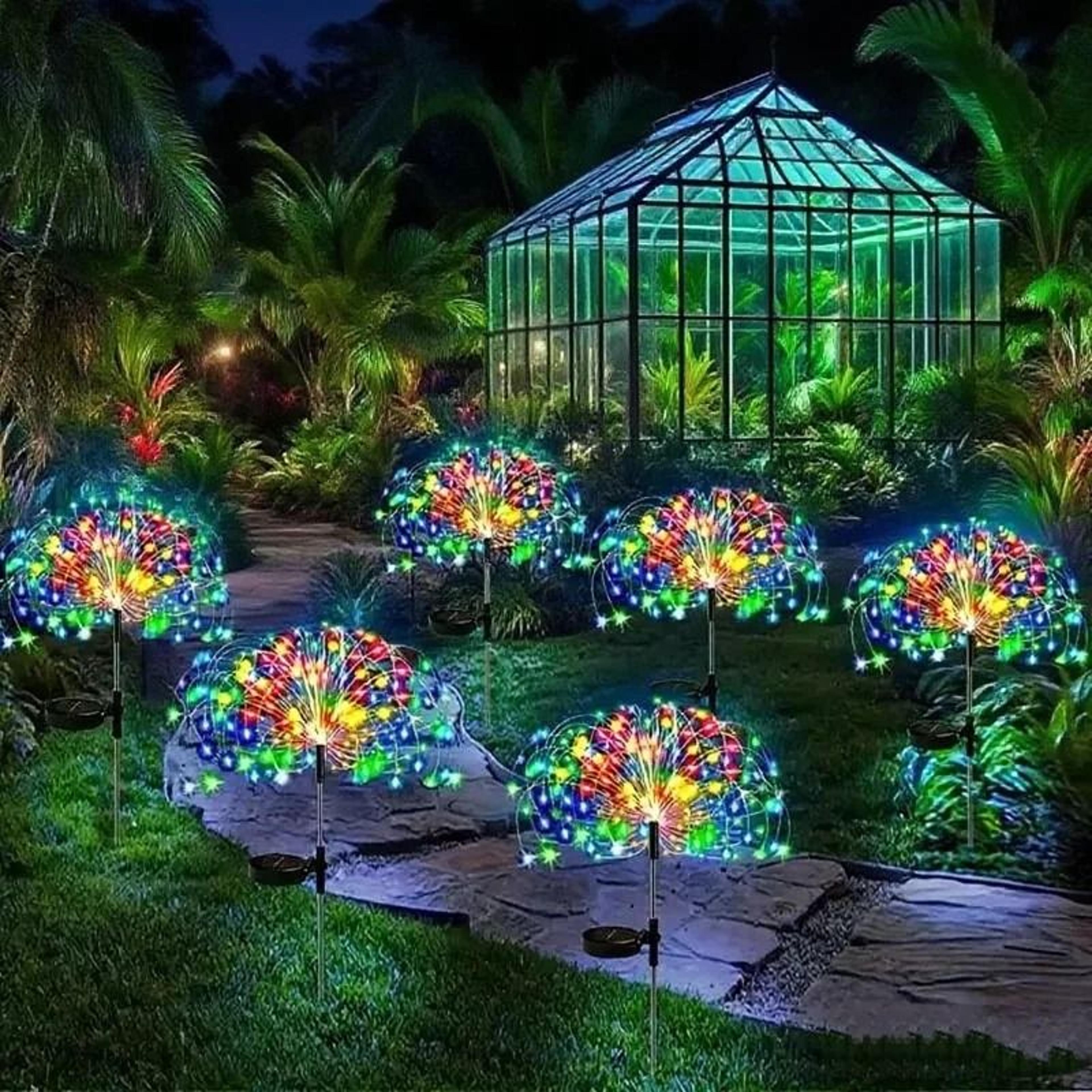 460 led solar firework fairy lights outdoor waterproof diy courtyard party garden stakes