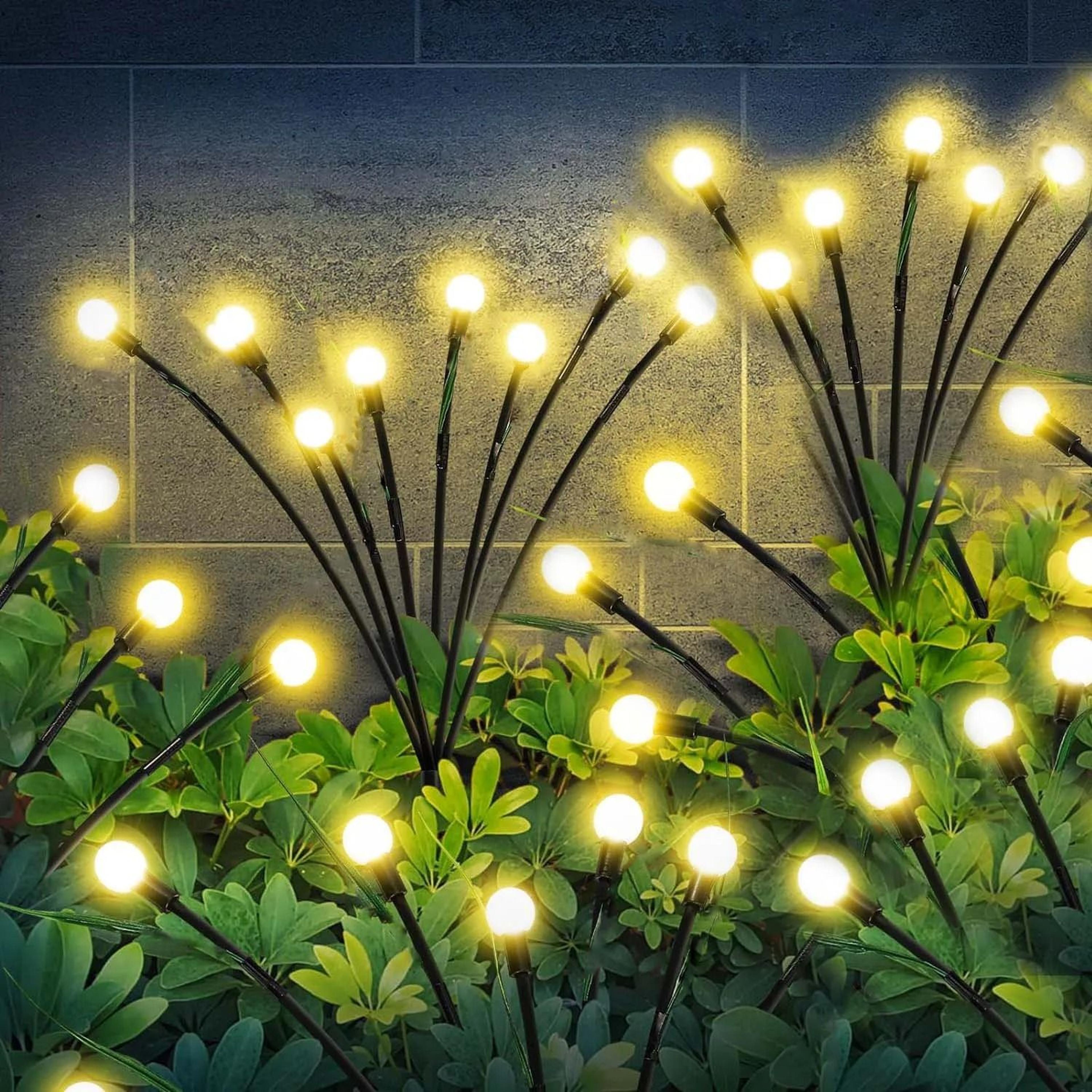 10 led solar outdoor swaying firefly lights waterproof pathway lawn landscape stakes