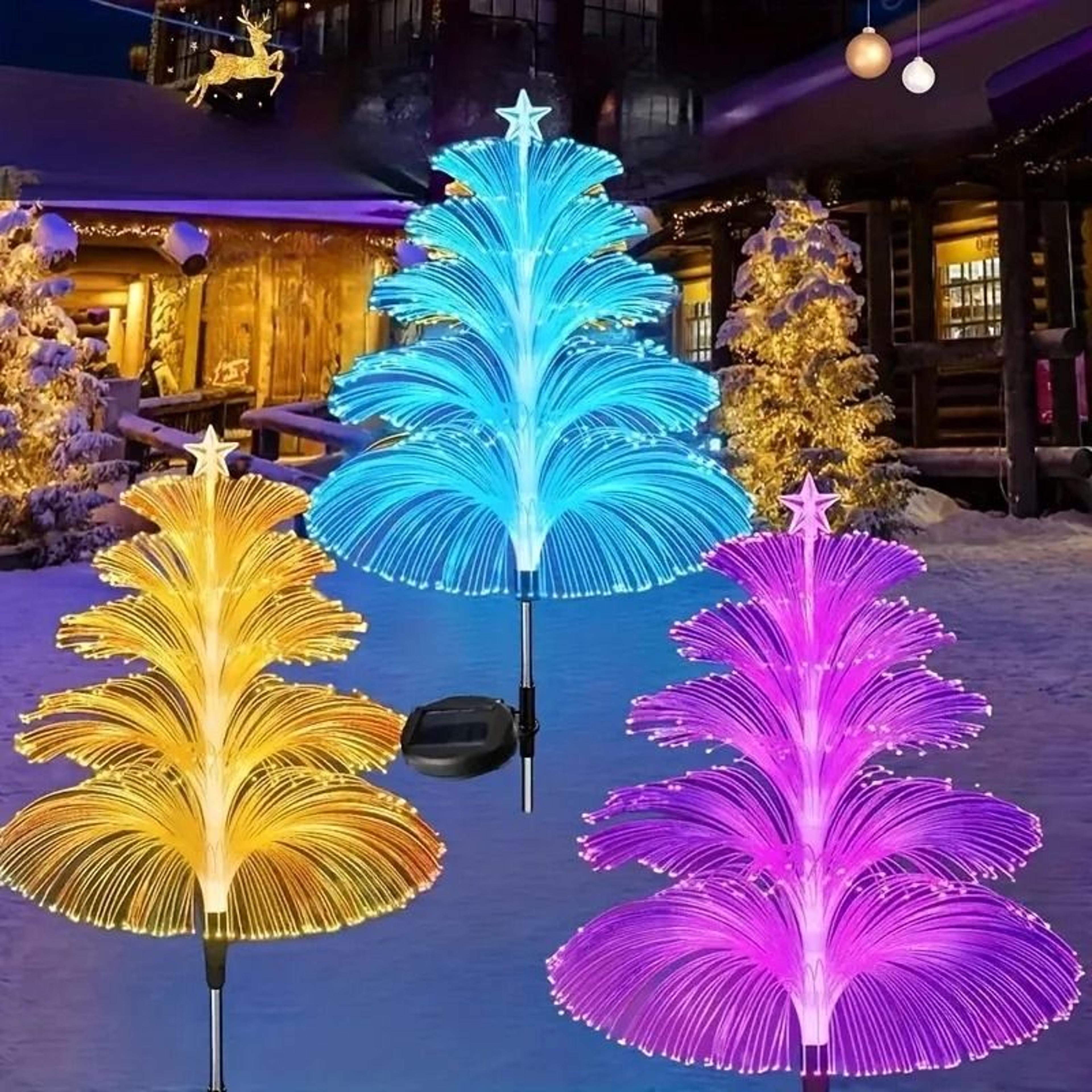 outdoor solar jellyfish reed garden lights 7 color-changing waterproof landscape stakes