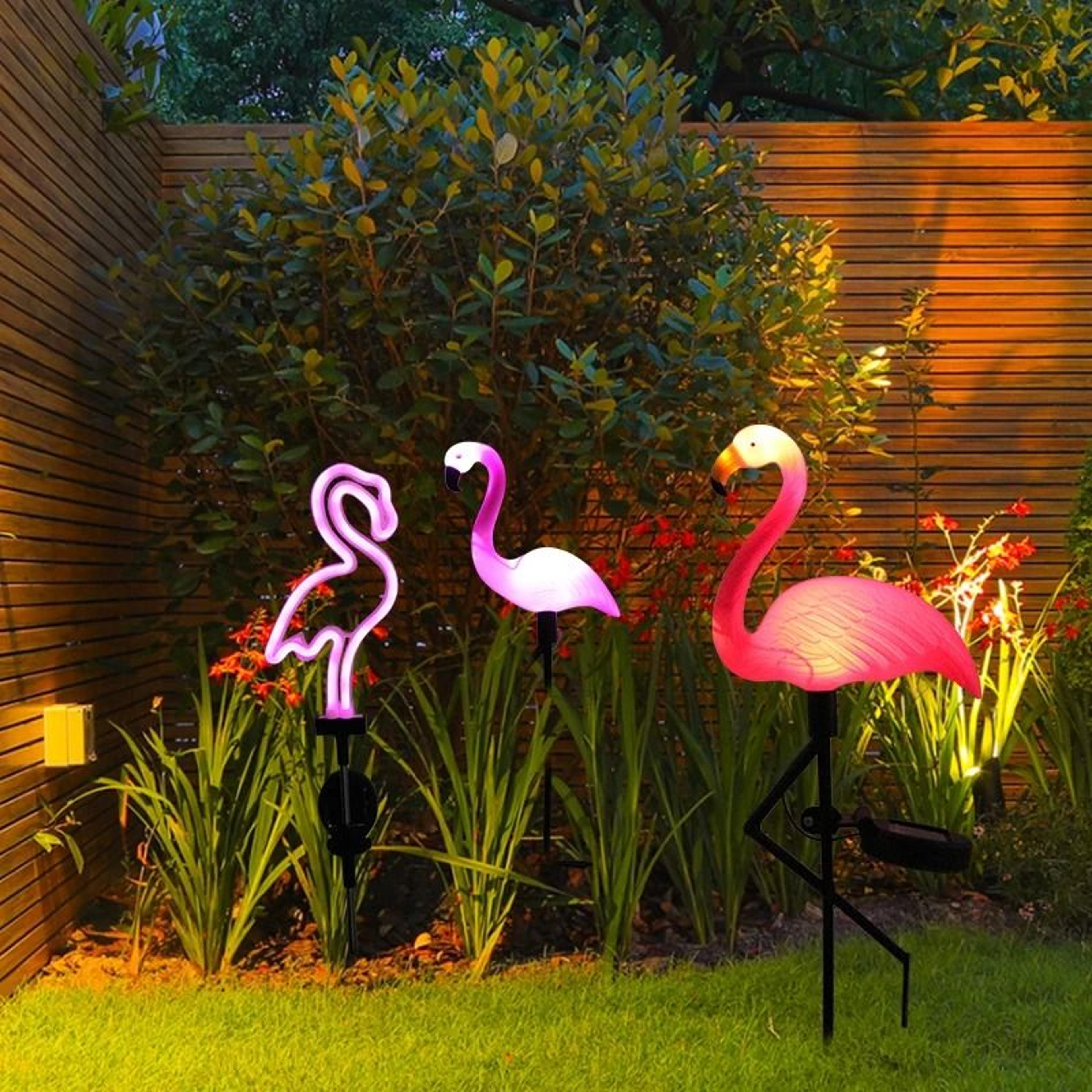 solar flamingo outdoor led garden light ip65 waterproof ground stake pathway lawn lamp