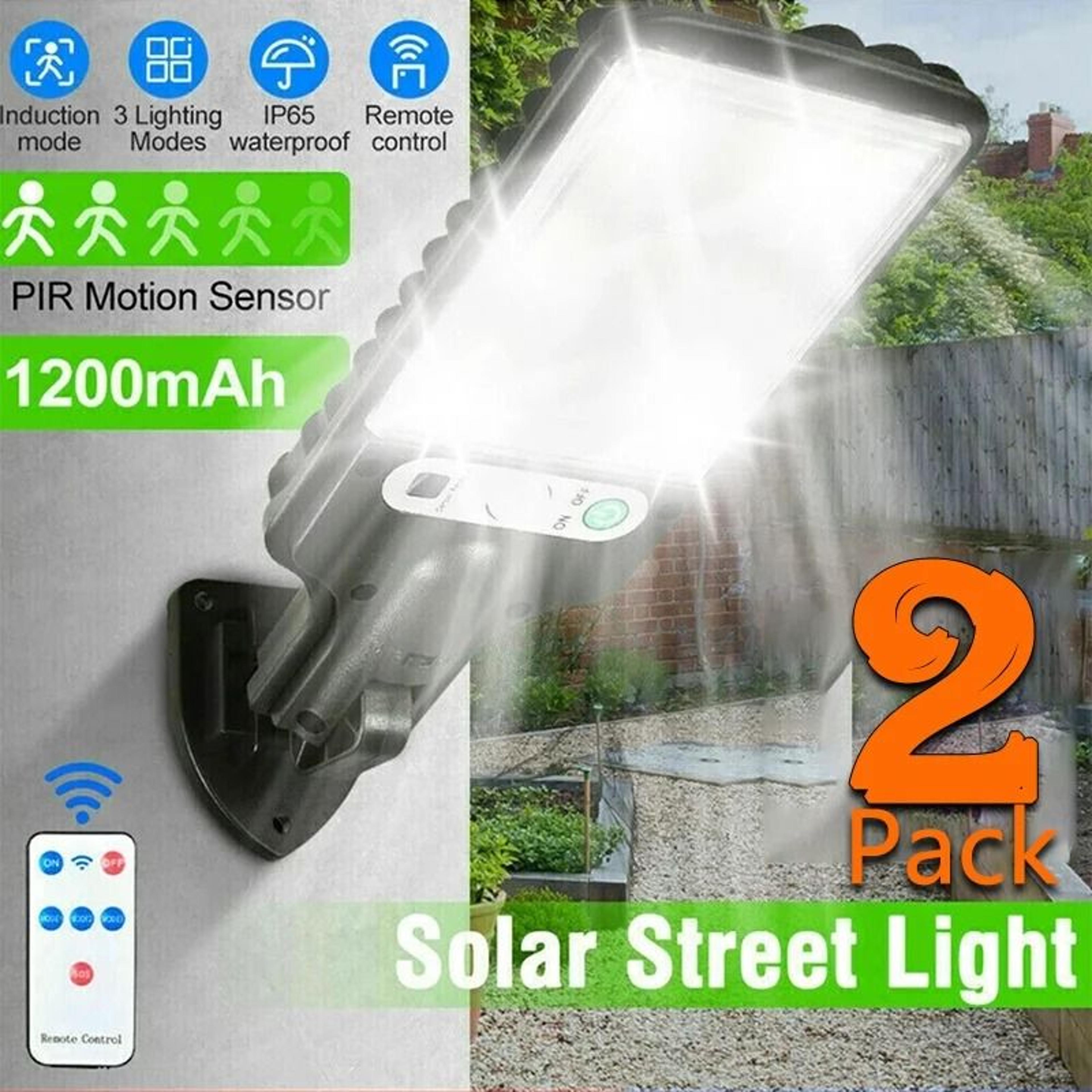 solar street lights outdoor motion sensor security lamp waterproof 3 light modes for garden patio path yard
