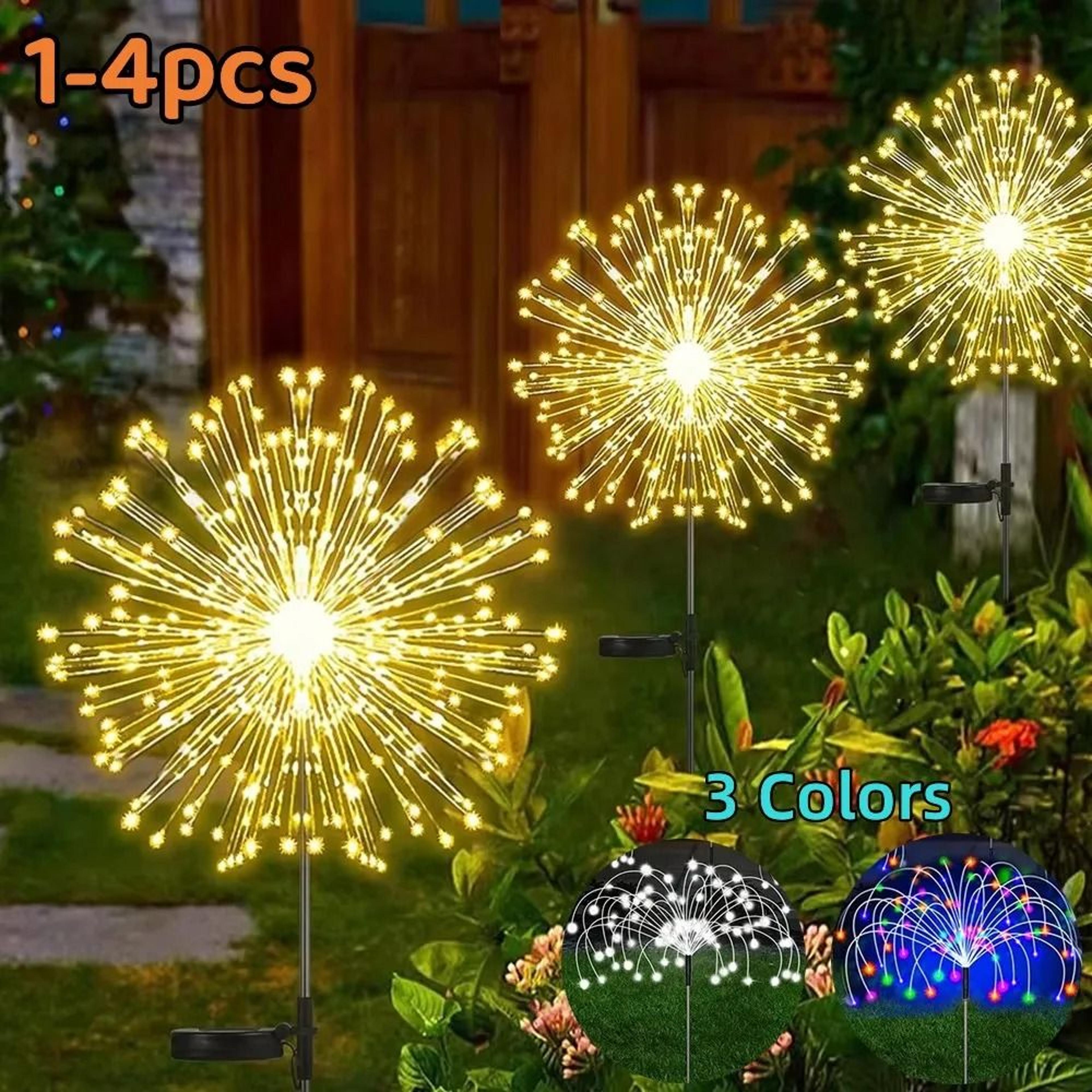 solar outdoor firework lights 8 modes ip65 waterproof fairy string lights garden lawn decor