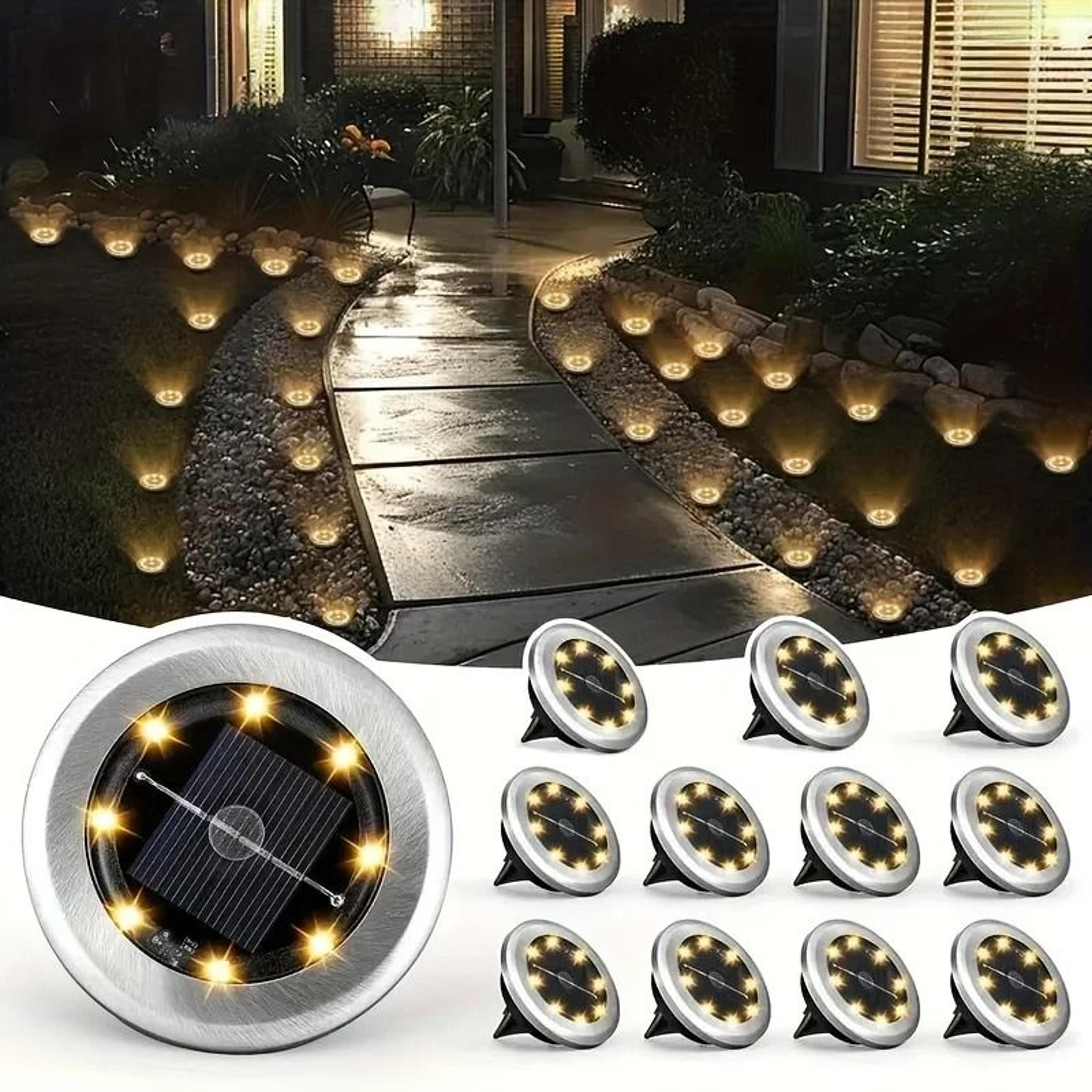 4 pack mini solar led stainless steel rotating outdoor ground path lights landscape lighting