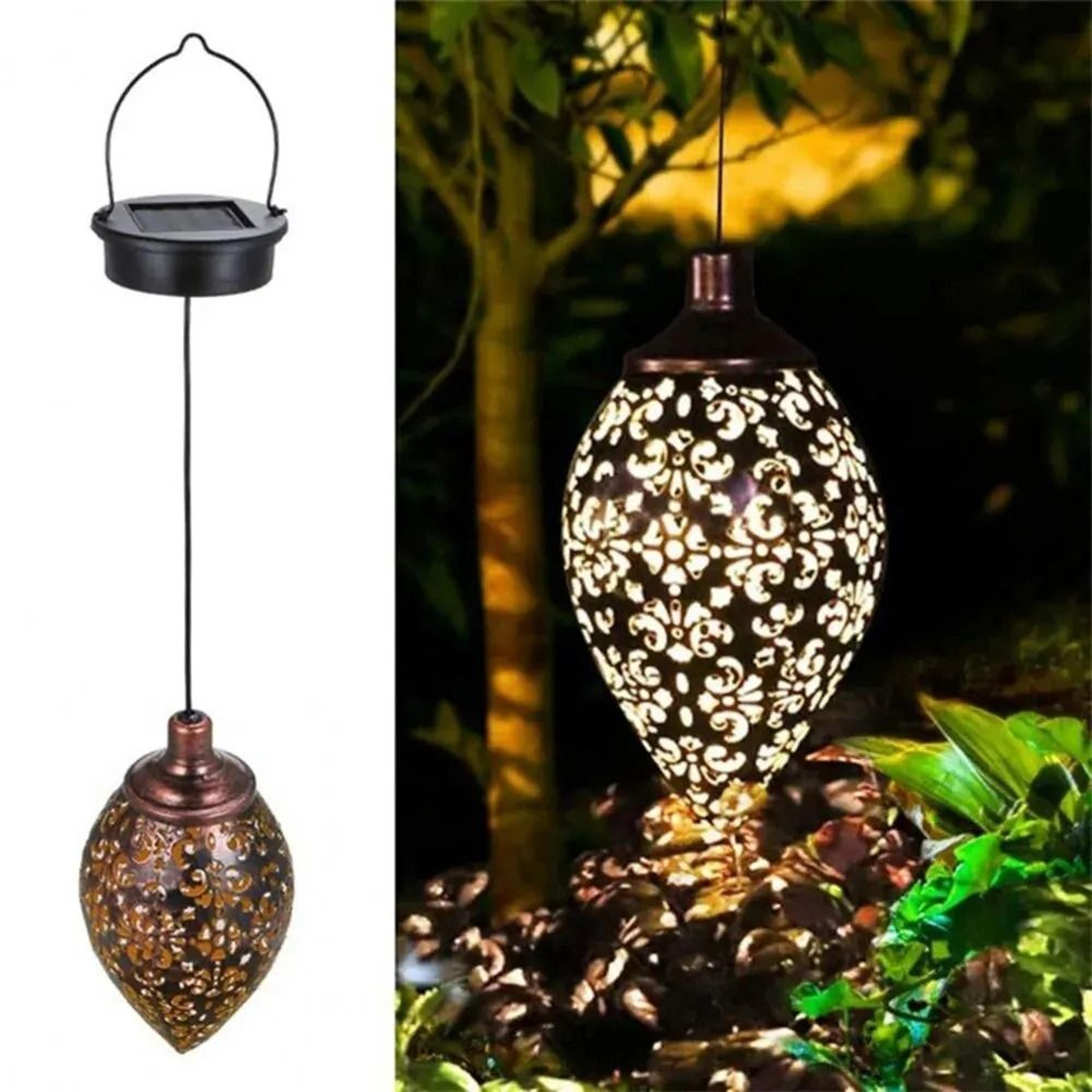 outdoor water drop shaped solar projection light waterproof hollowed-out lantern for garden patio fence balcony