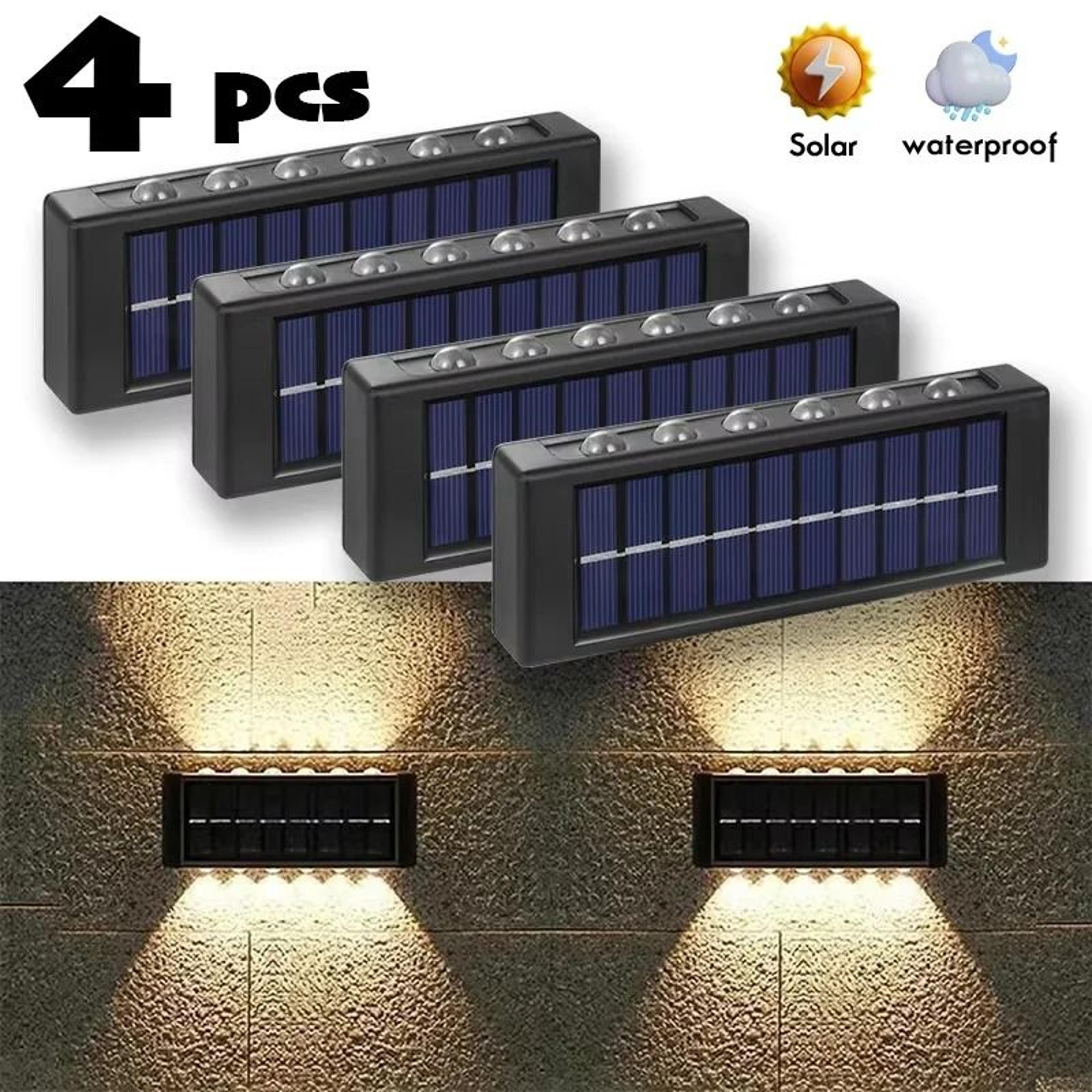 1 to 4 pcs outdoor solar led wall lamp waterproof up & down luminous sconce for garden balcony street decor