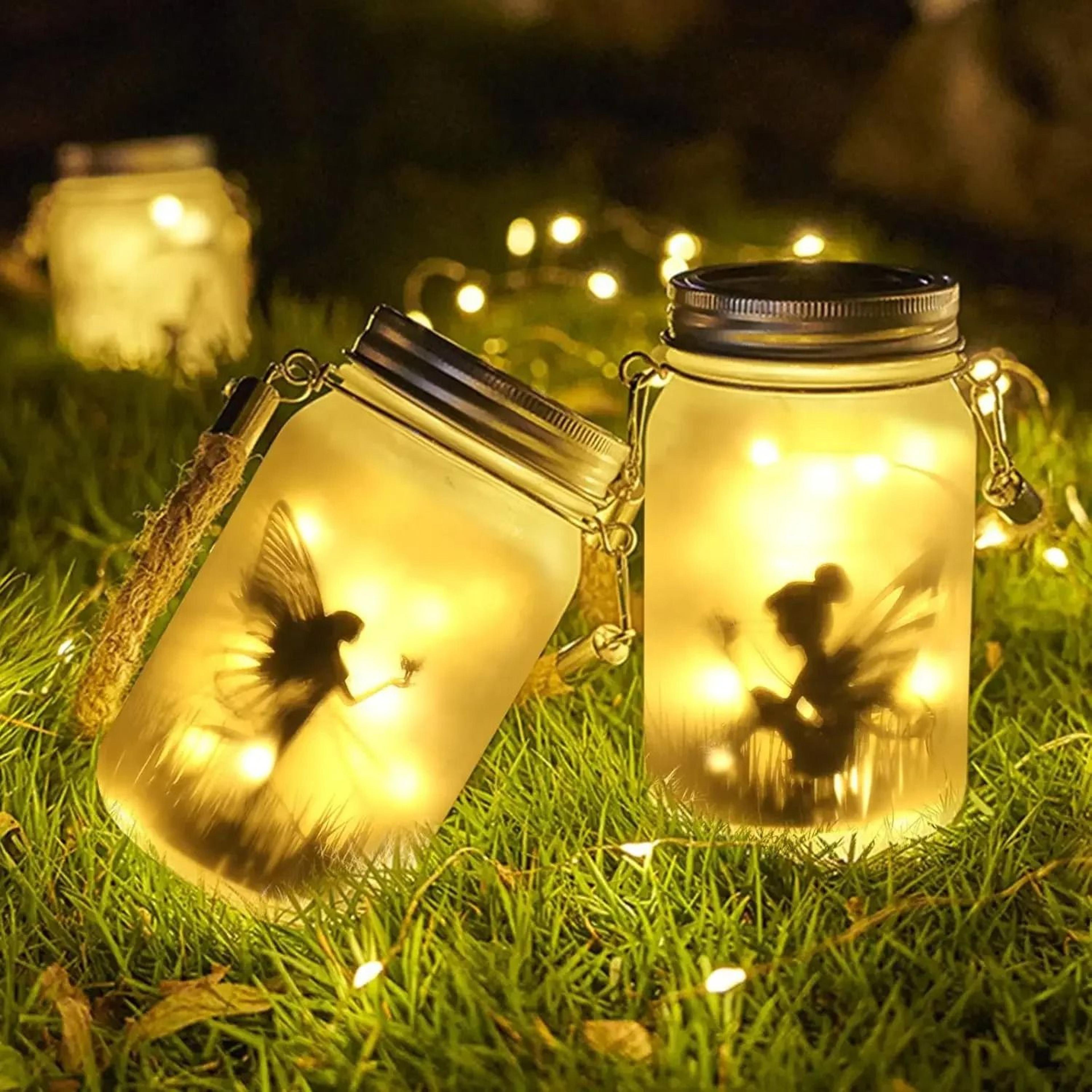 solar mason jar light fairy outdoor hanging lantern waterproof ip65 standing lamp for garden patio lawn decor