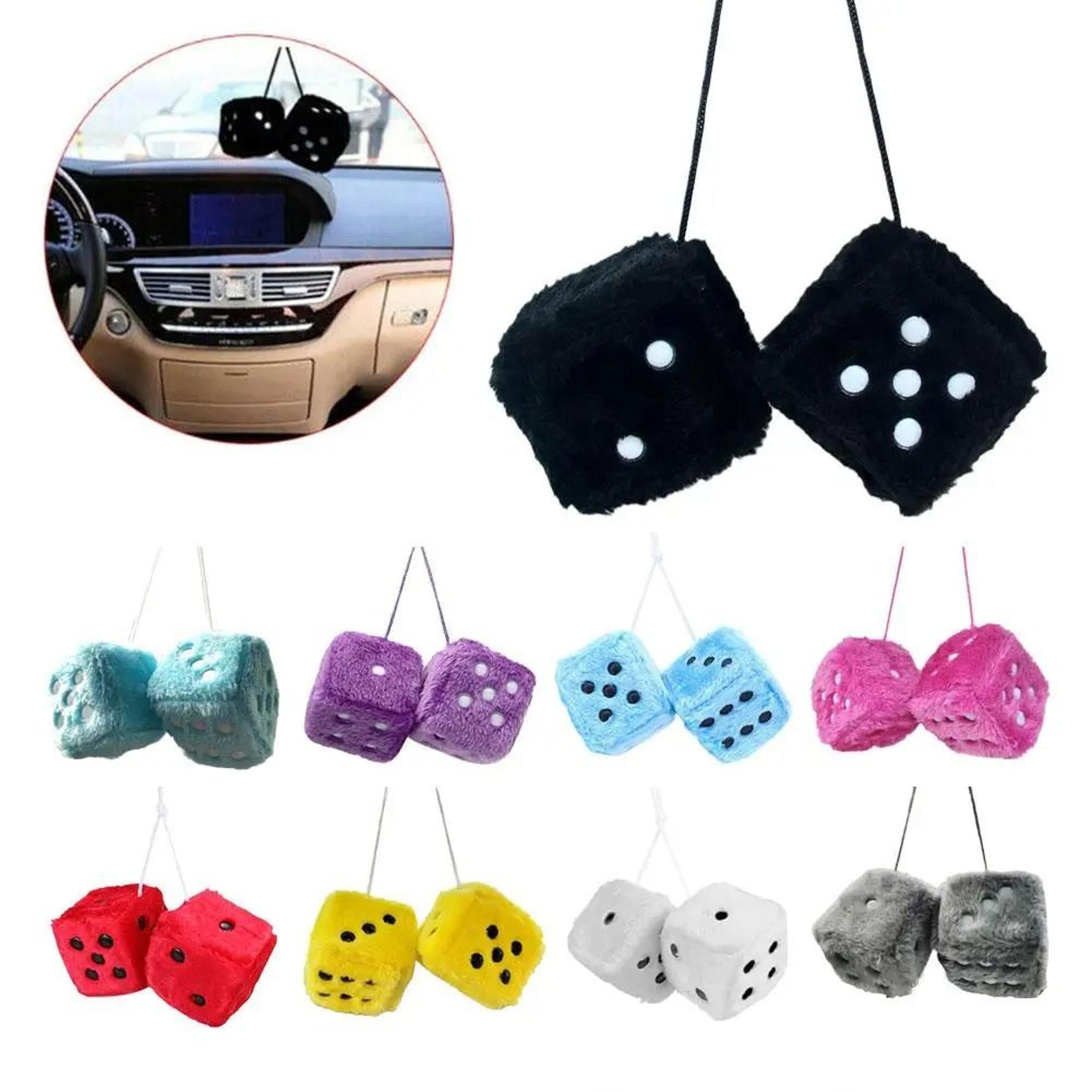 long hair plush dice pendant car interior hanging ornament hot stamping dot cube auto accessory