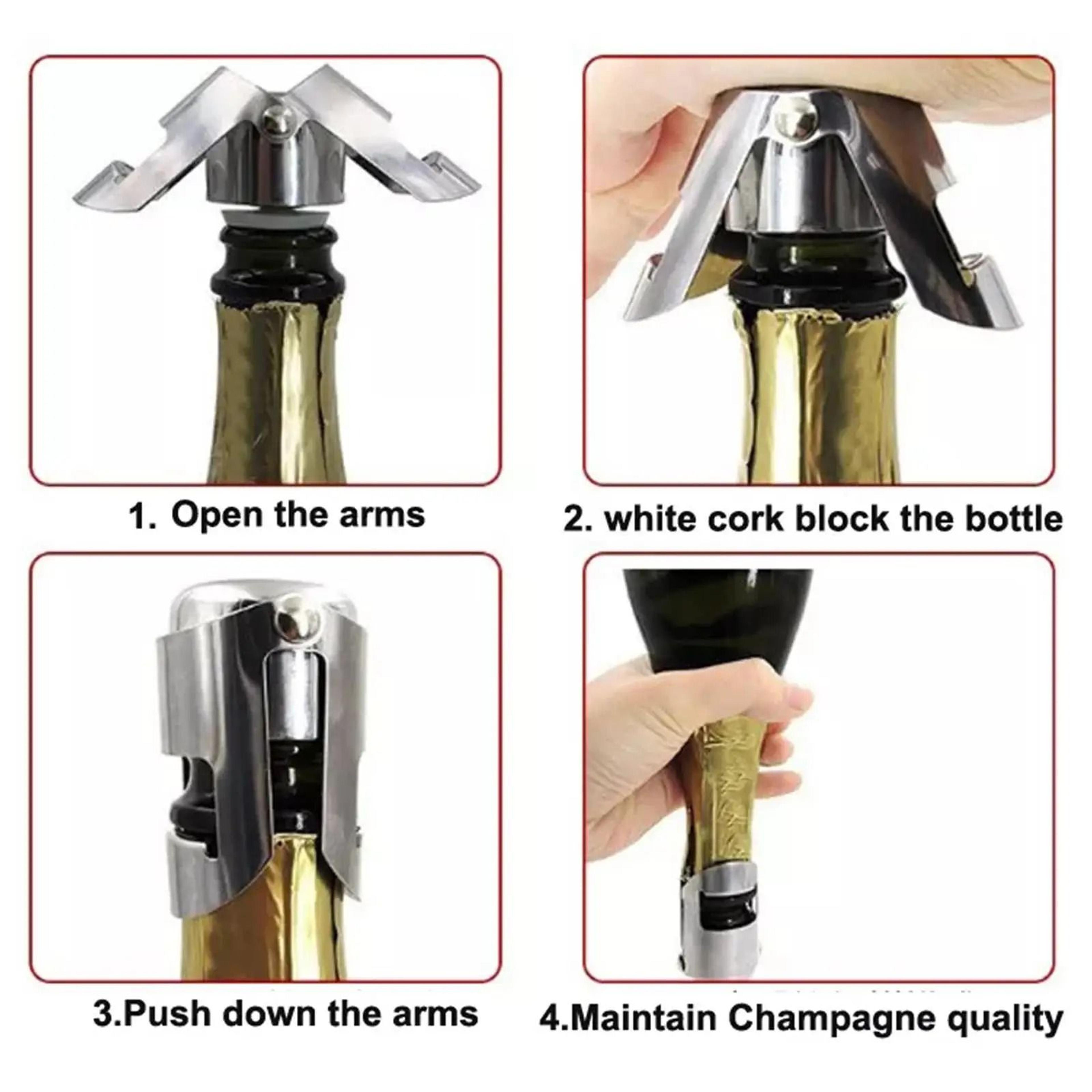 stainless steel champagne bottle stopper sparkling wine vacuum sealer plug cap