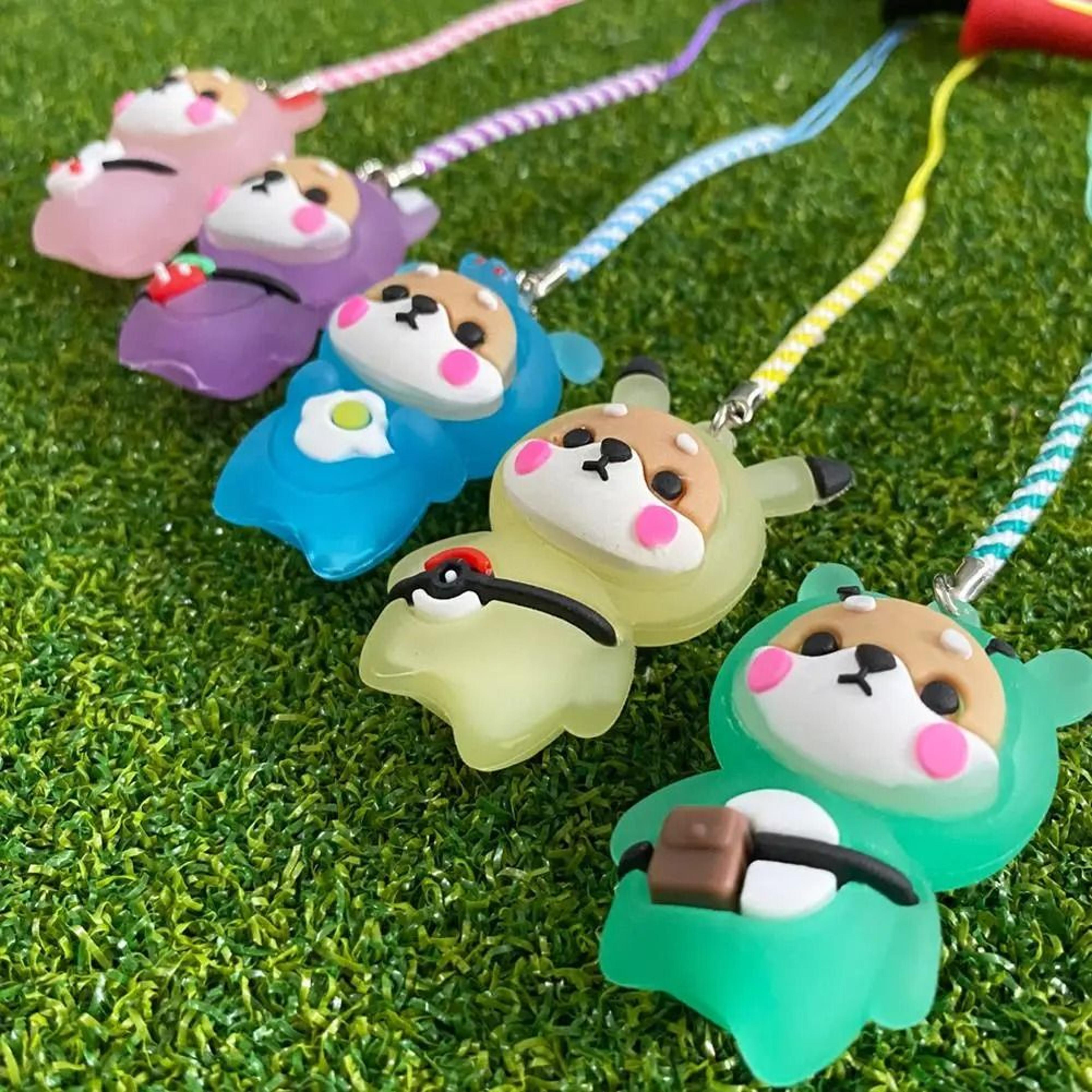 cartoon cute golf ball holder with braided rope rubber golf tees & flashing light