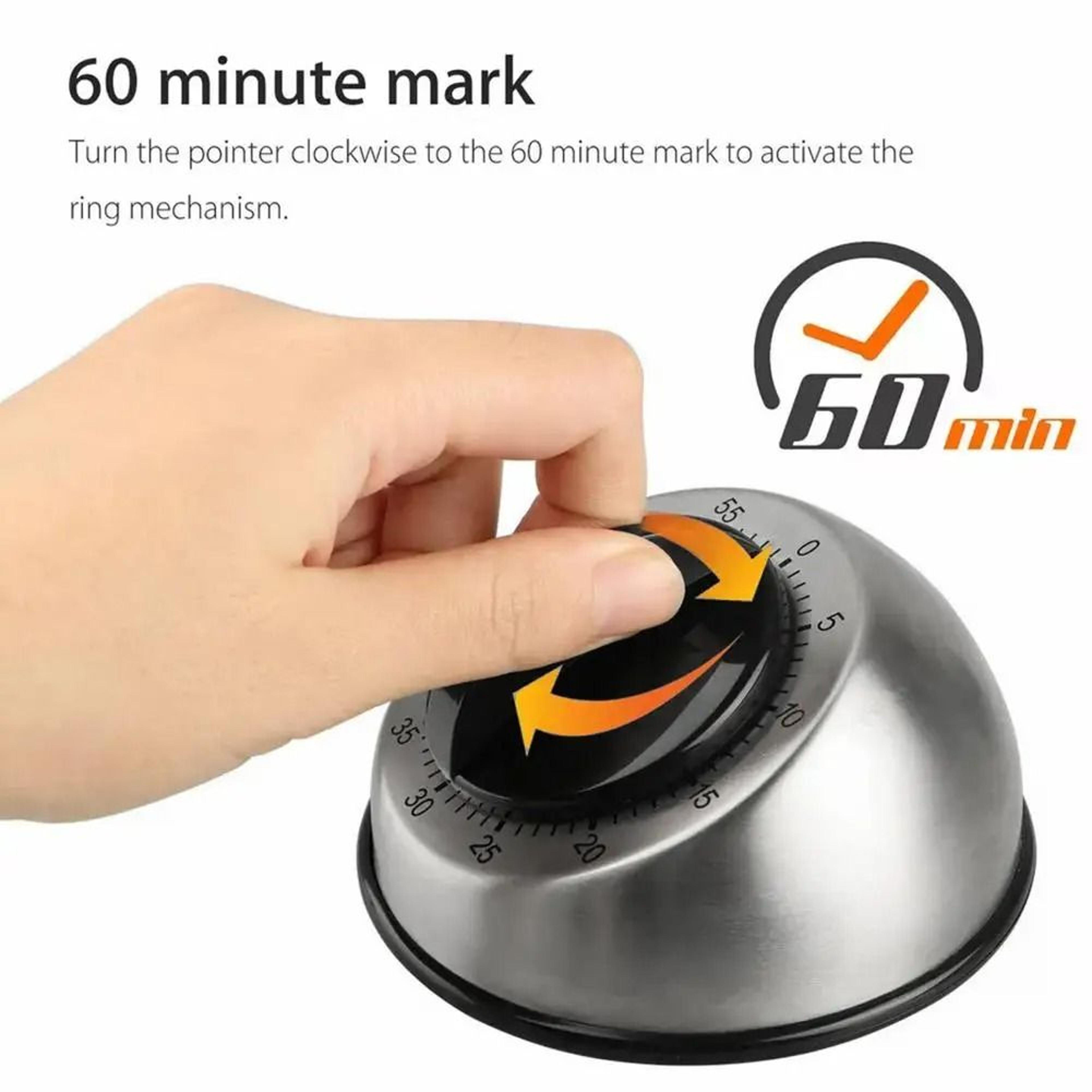 stainless steel mechanical kitchen timer with magnetic base countdown cooking tool