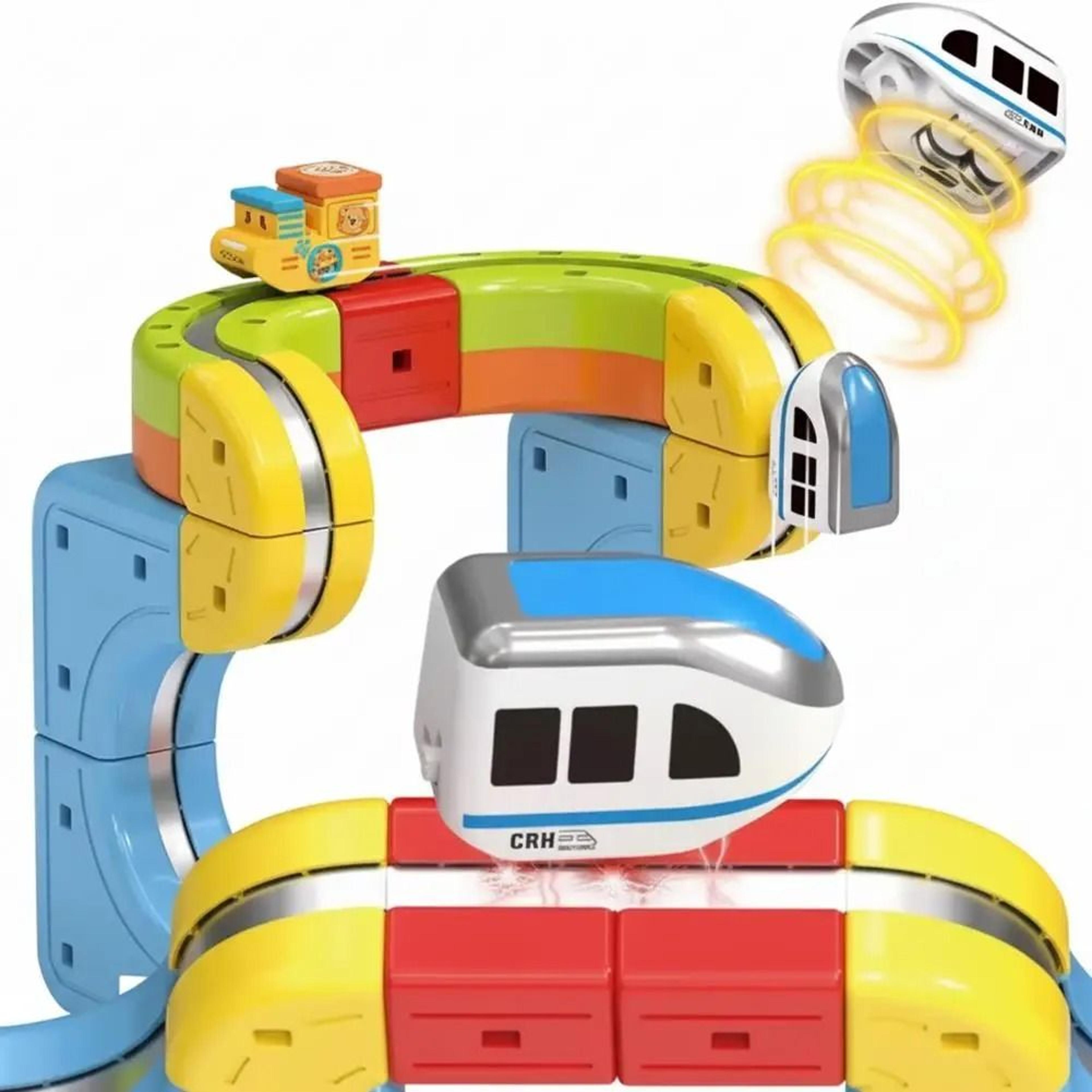 children's educational electric magnetic levitation train track cube 3d diy assembly toy set