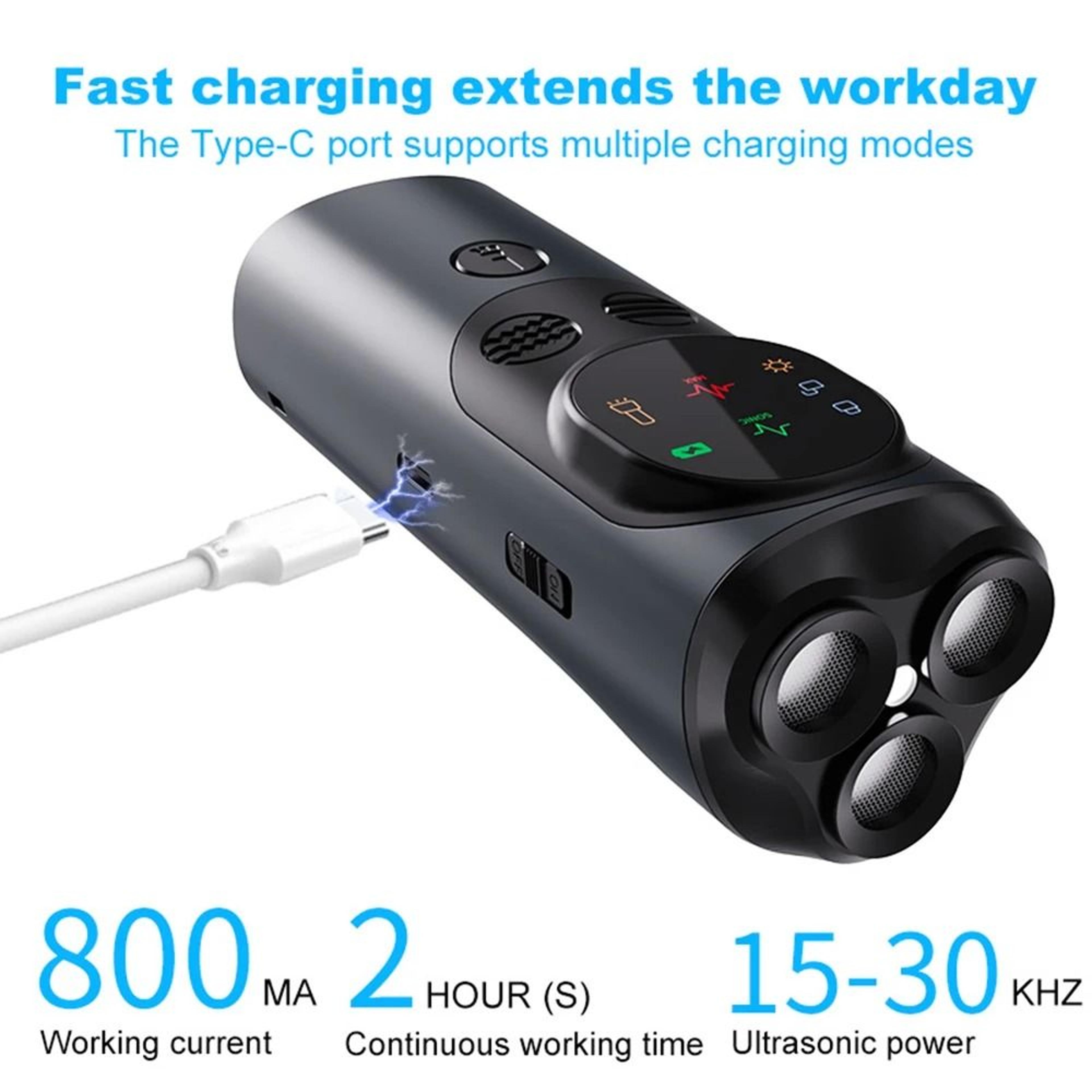 3-heads smart dog repeller ultrasonic anti-barking device portable rechargeable bark deterrent